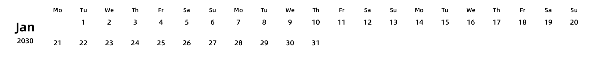 英文版 周一开始