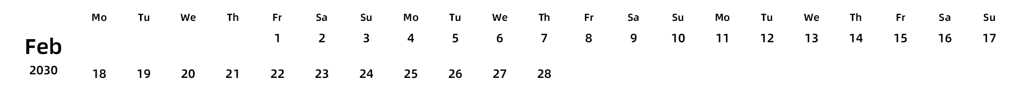 英文版 周一开始