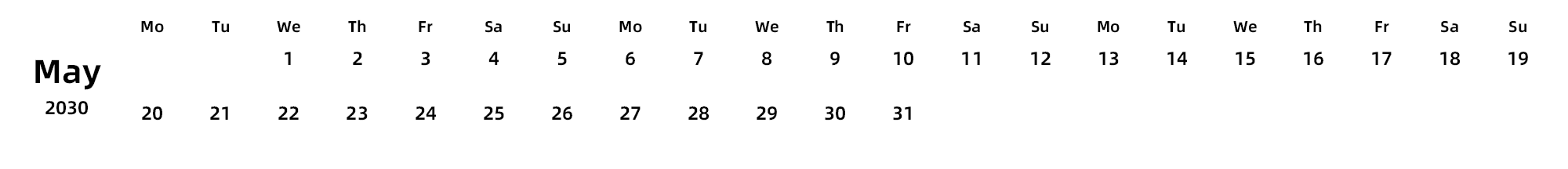 英文版 周一开始