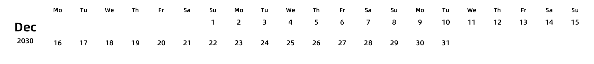 英文版 周一开始