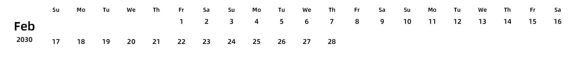 英文版 周日开始 带节假日调休安排