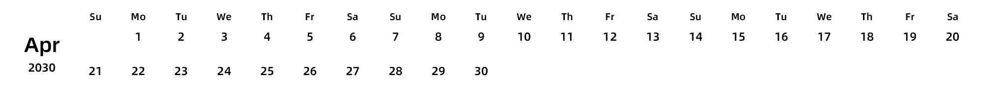 英文版 周日开始
