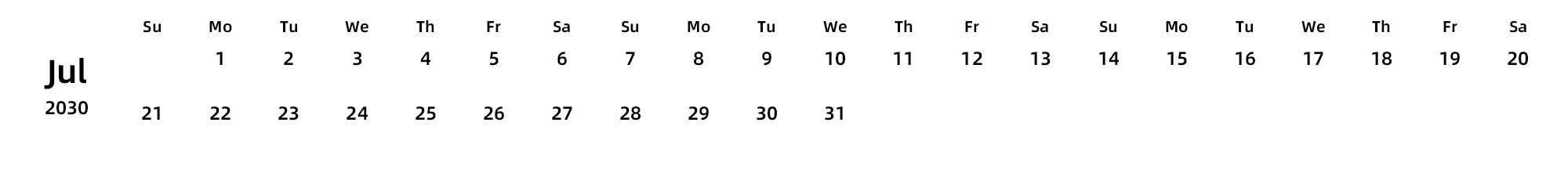 英文版 周日开始
