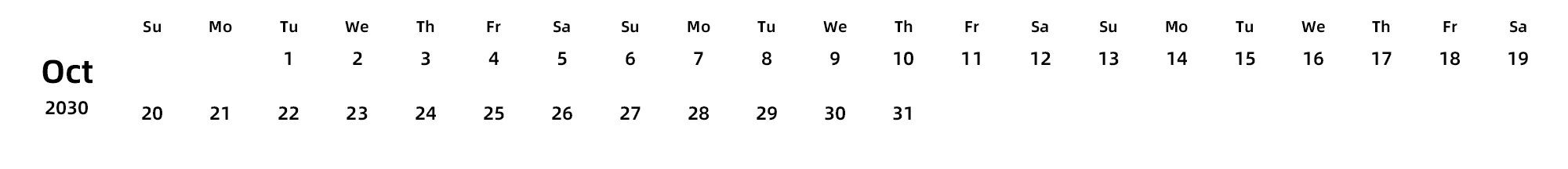 英文版 周日开始