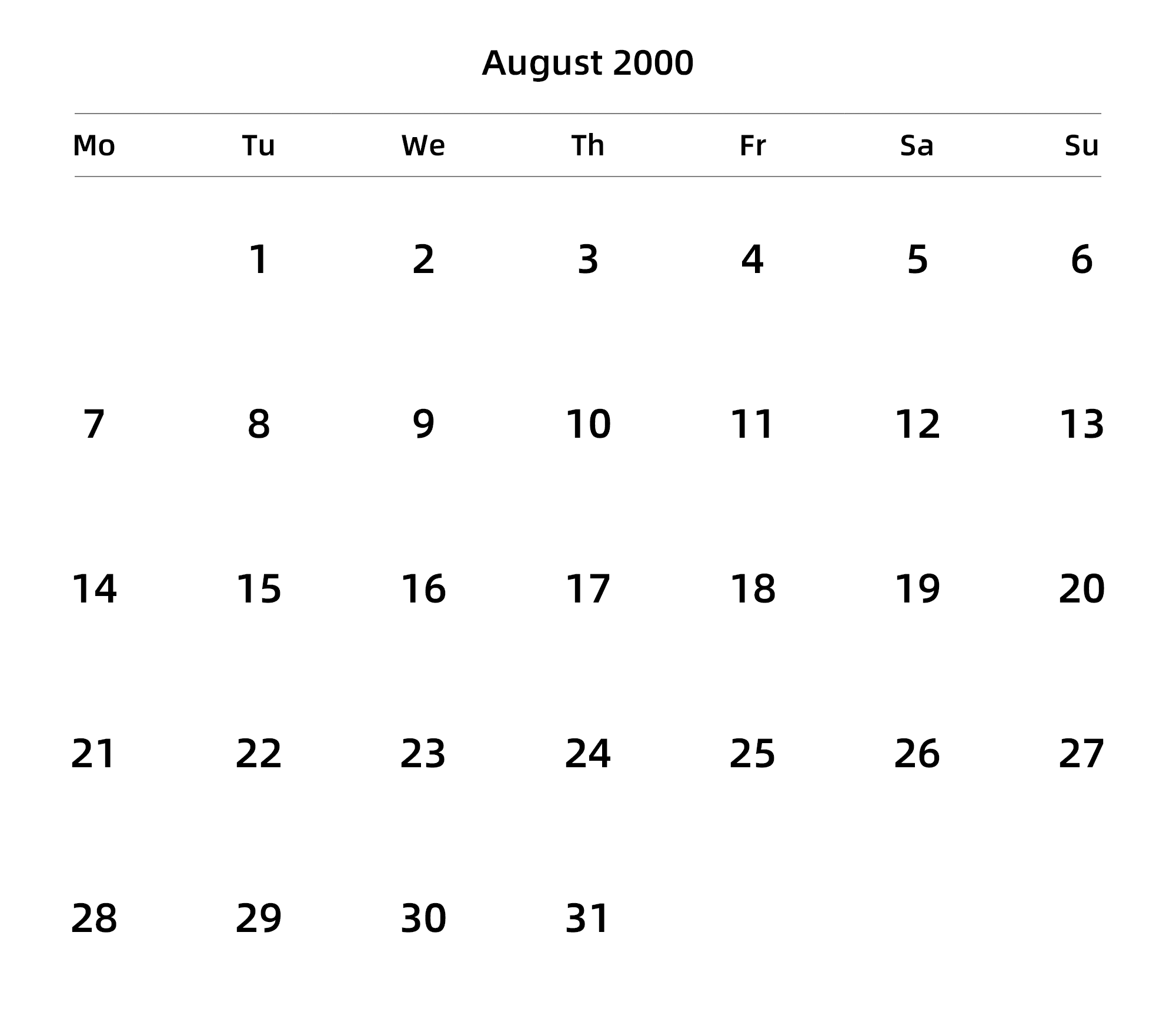 英文版 周一开始