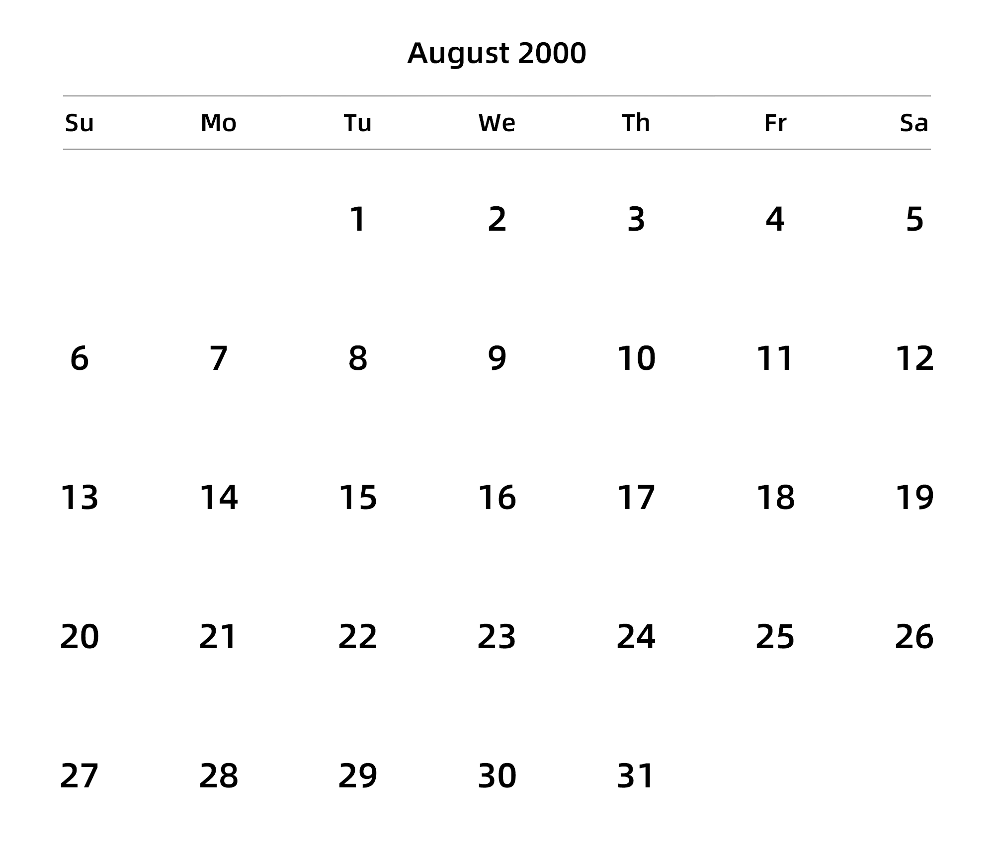 英文版 周日开始