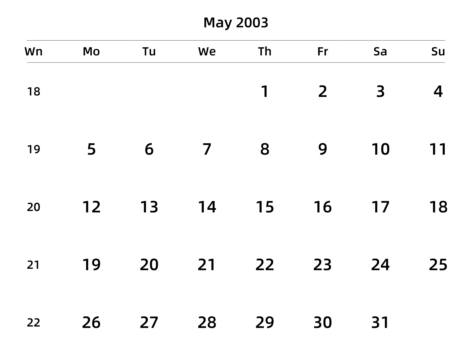 英文版 周一开始 带周数