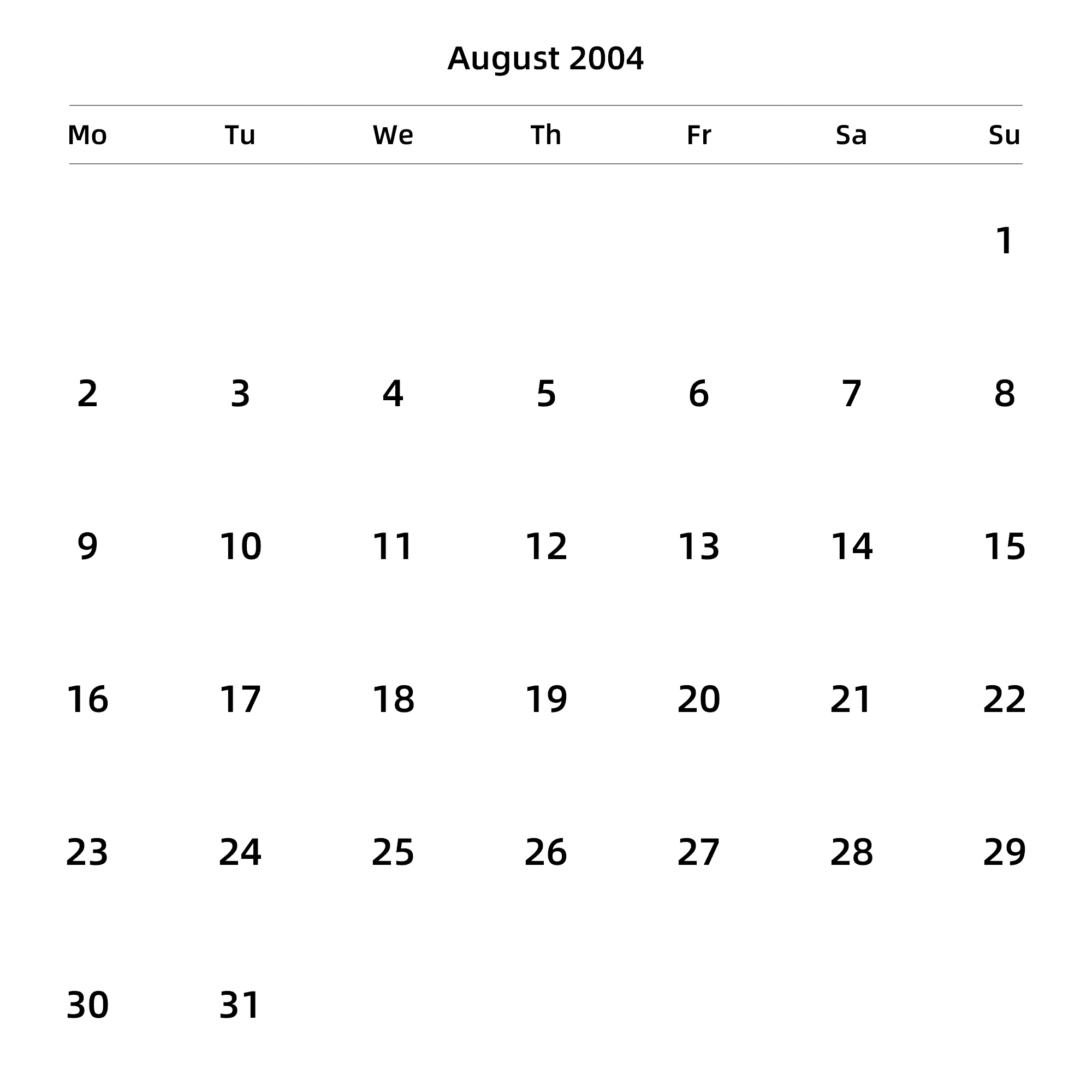 英文版 周一开始