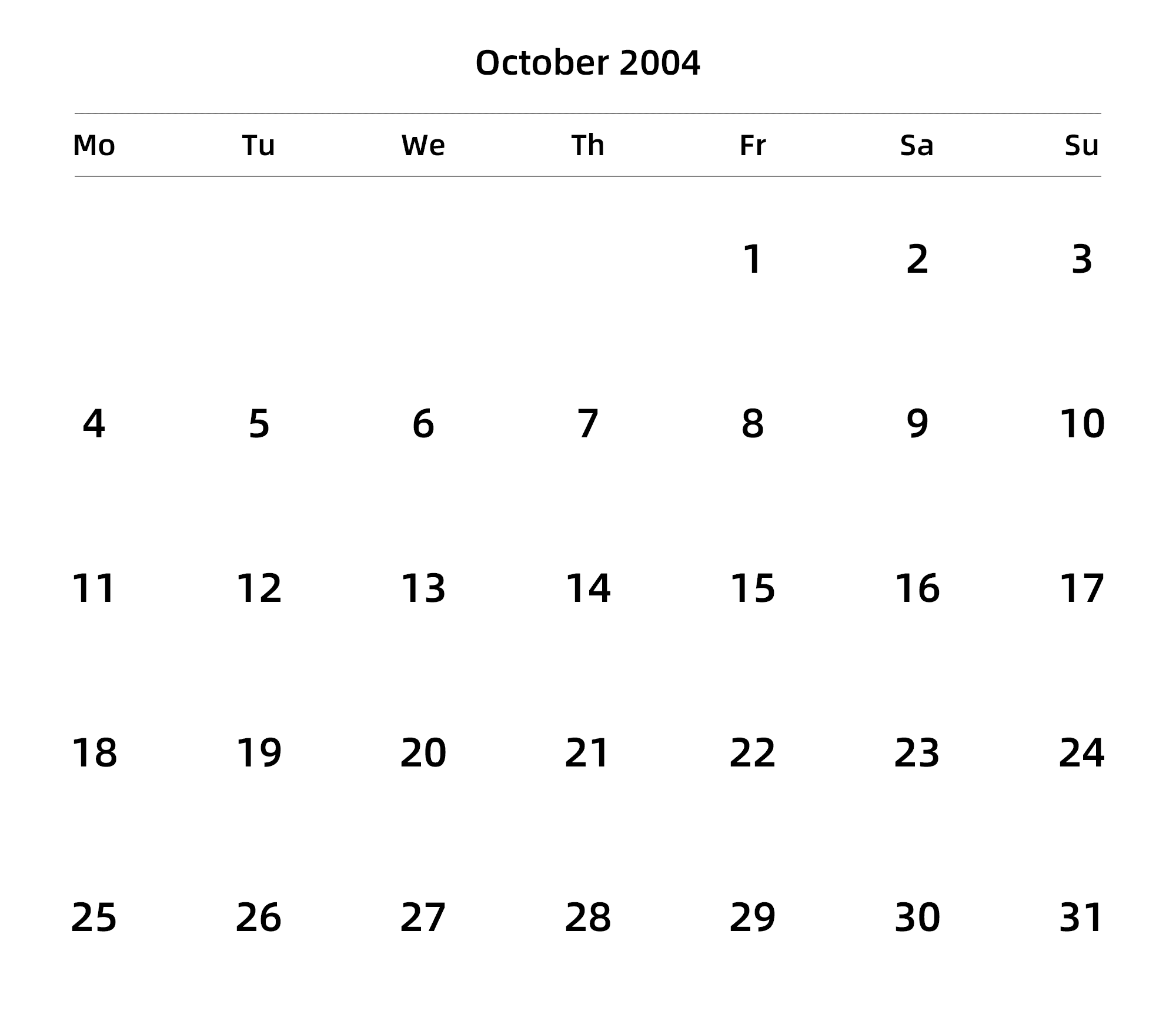 英文版 周一开始