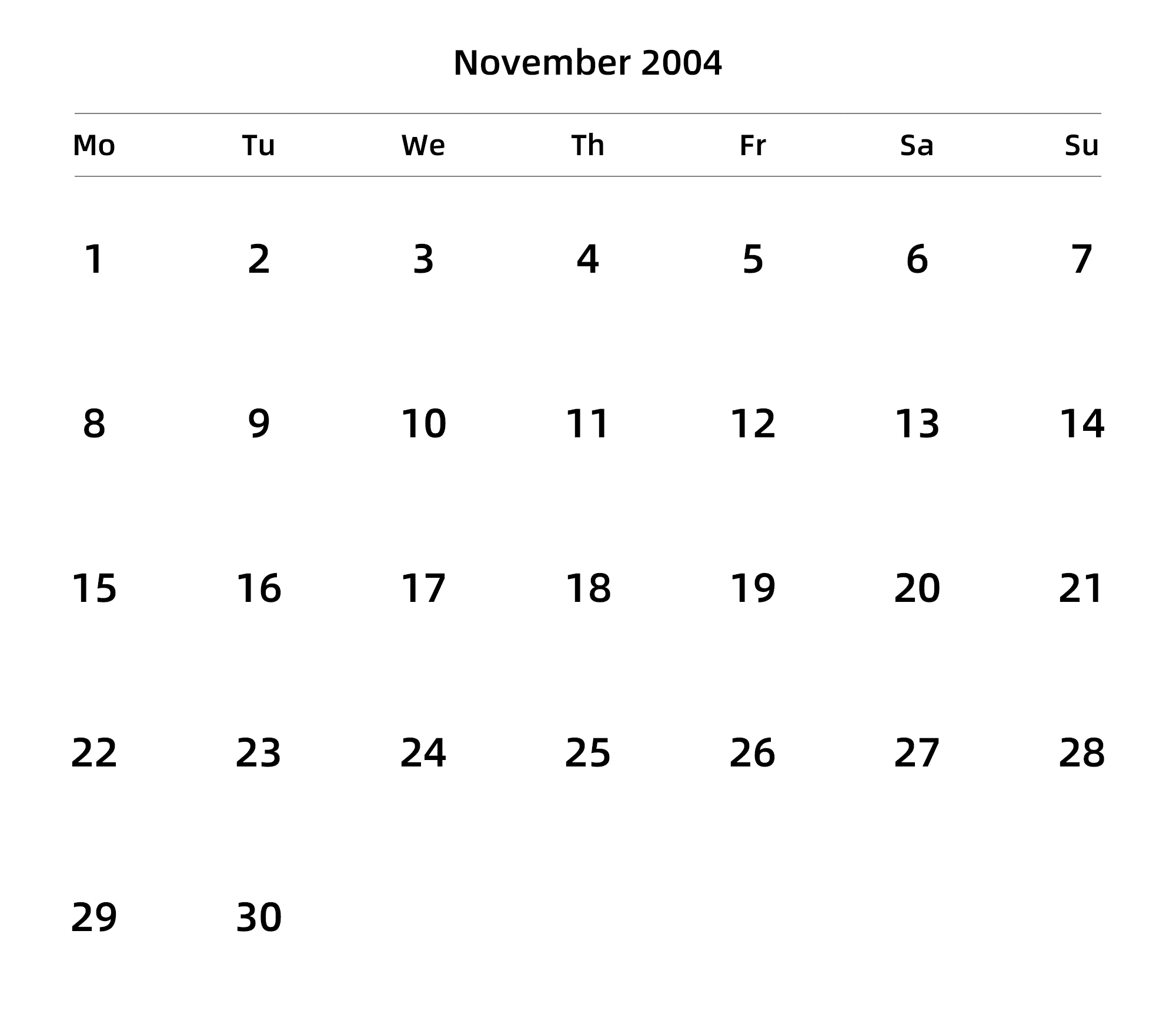 英文版 周一开始