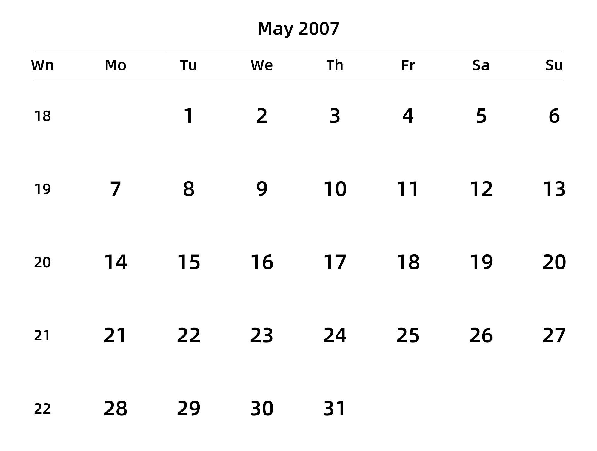 英文版 周一开始 带周数