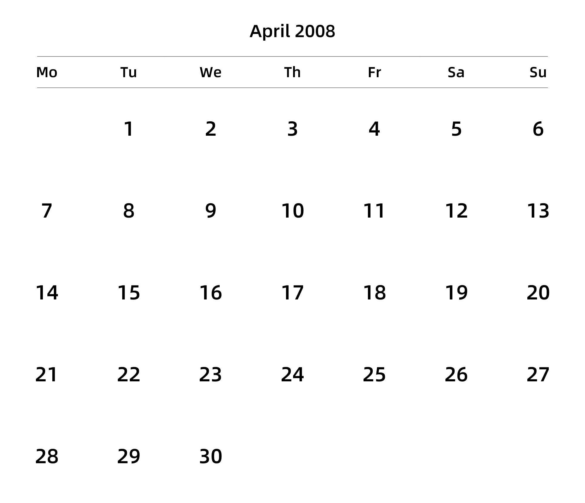 英文版 周一开始