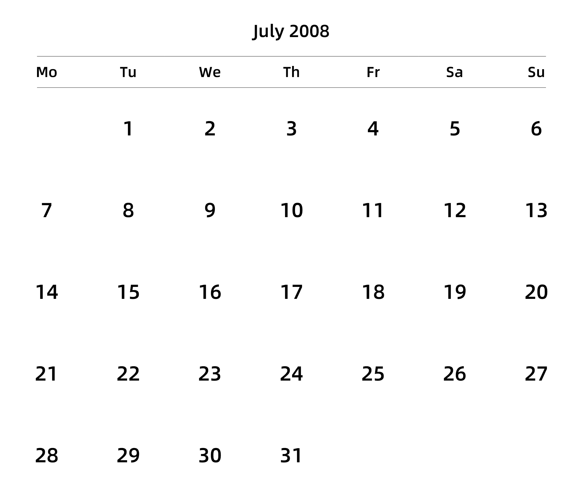 英文版 周一开始