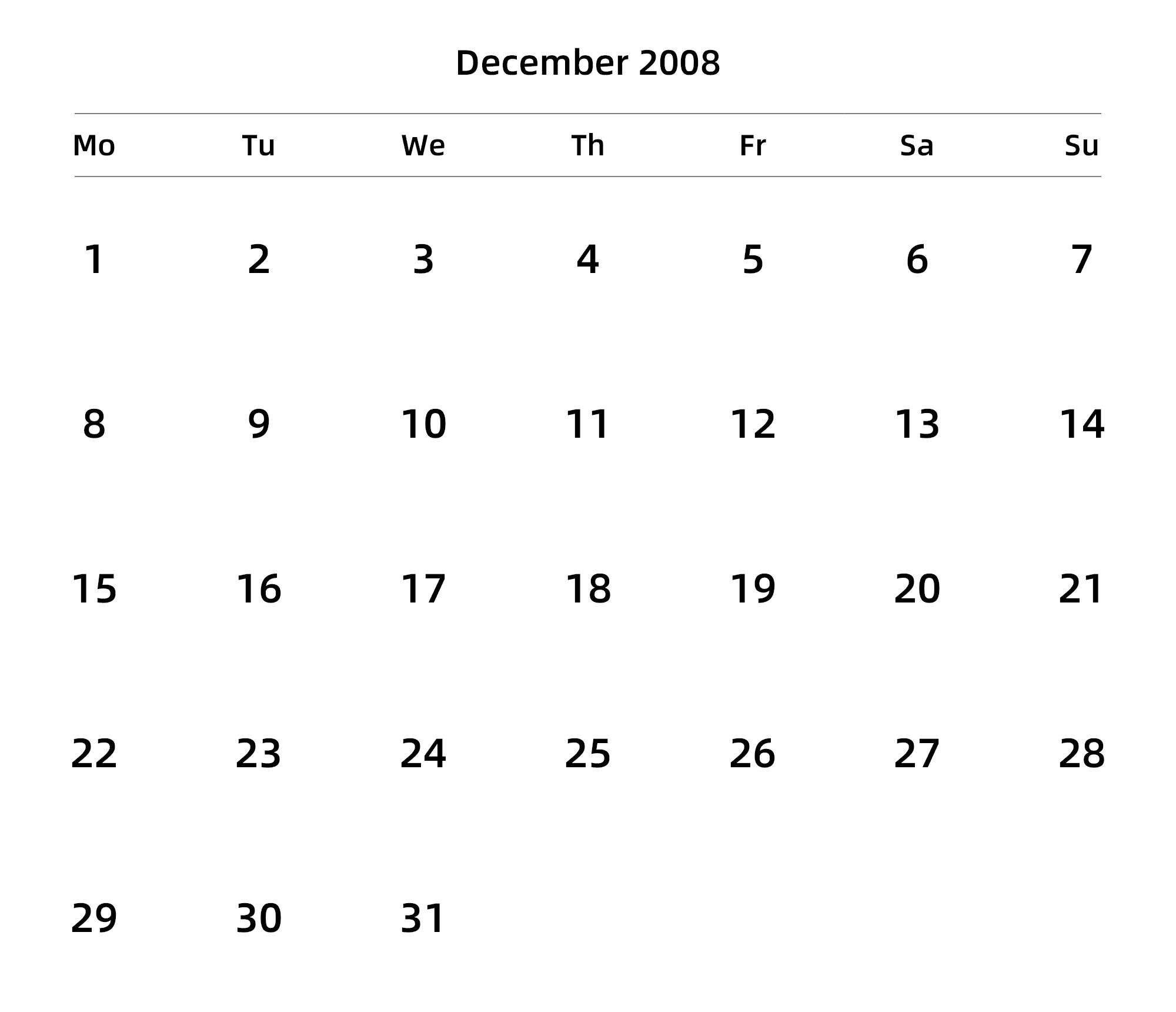 英文版 周一开始