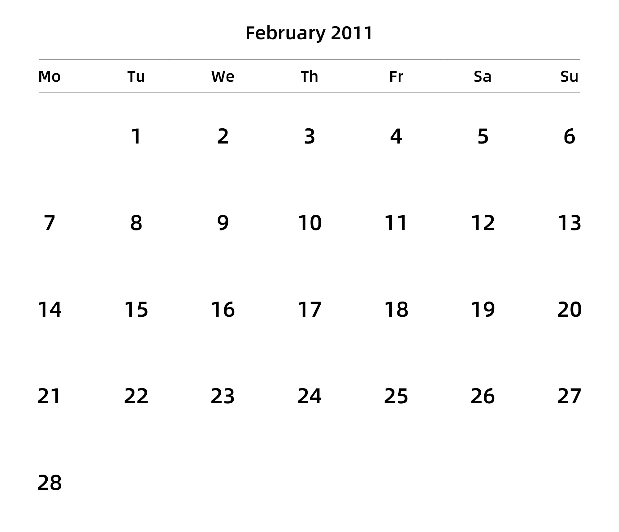 英文版 周一开始
