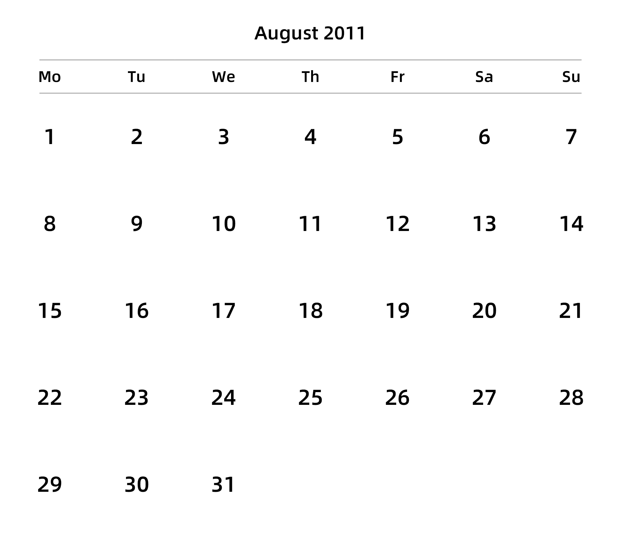 英文版 周一开始