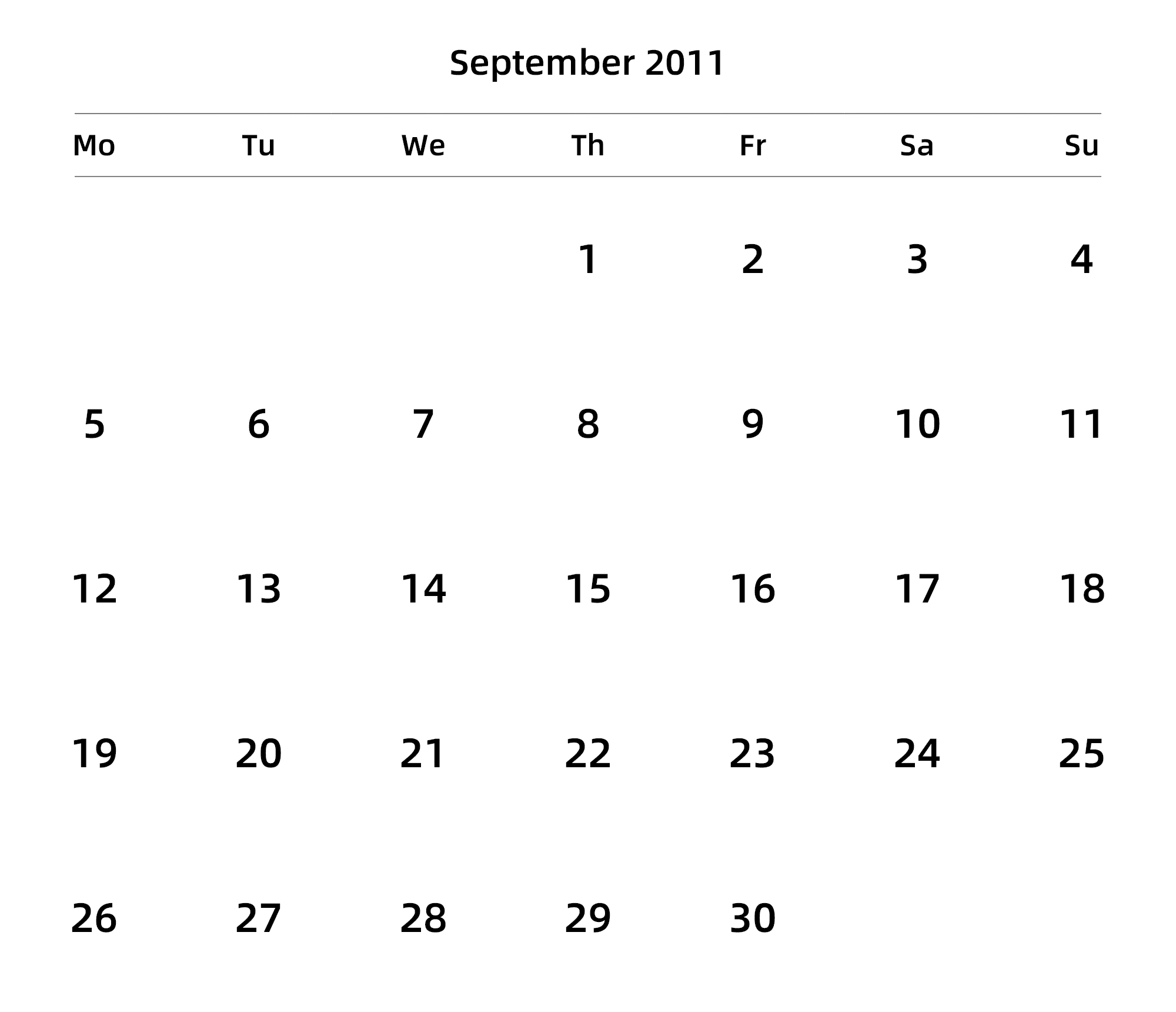 英文版 周一开始