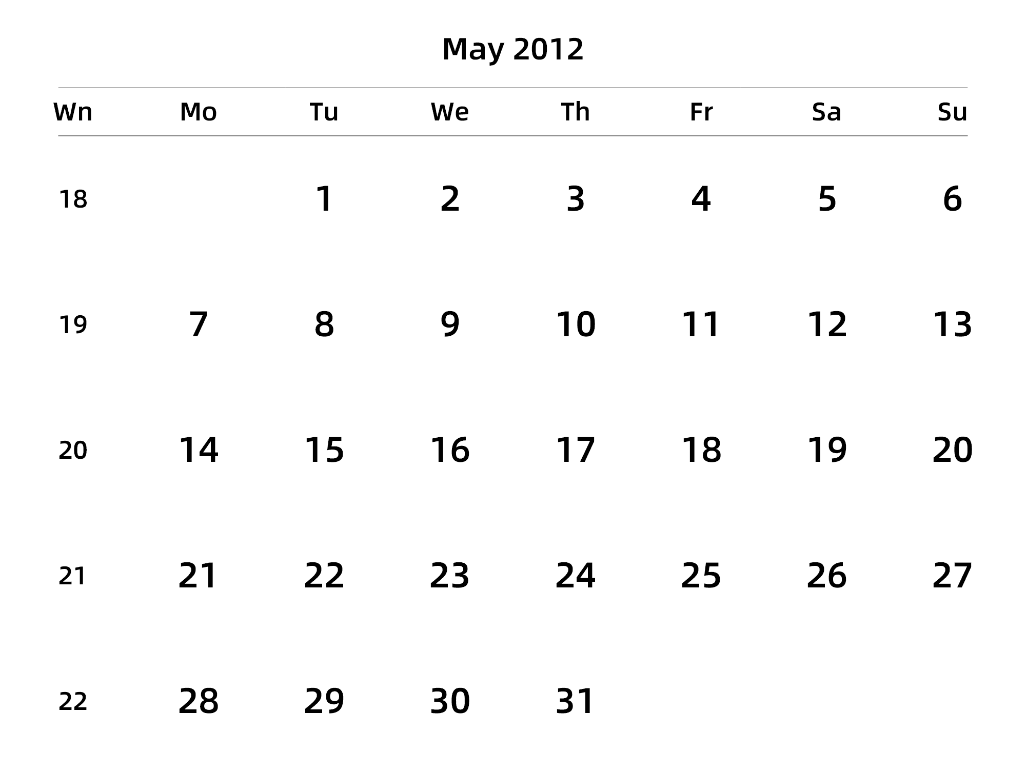 英文版 周一开始 带周数