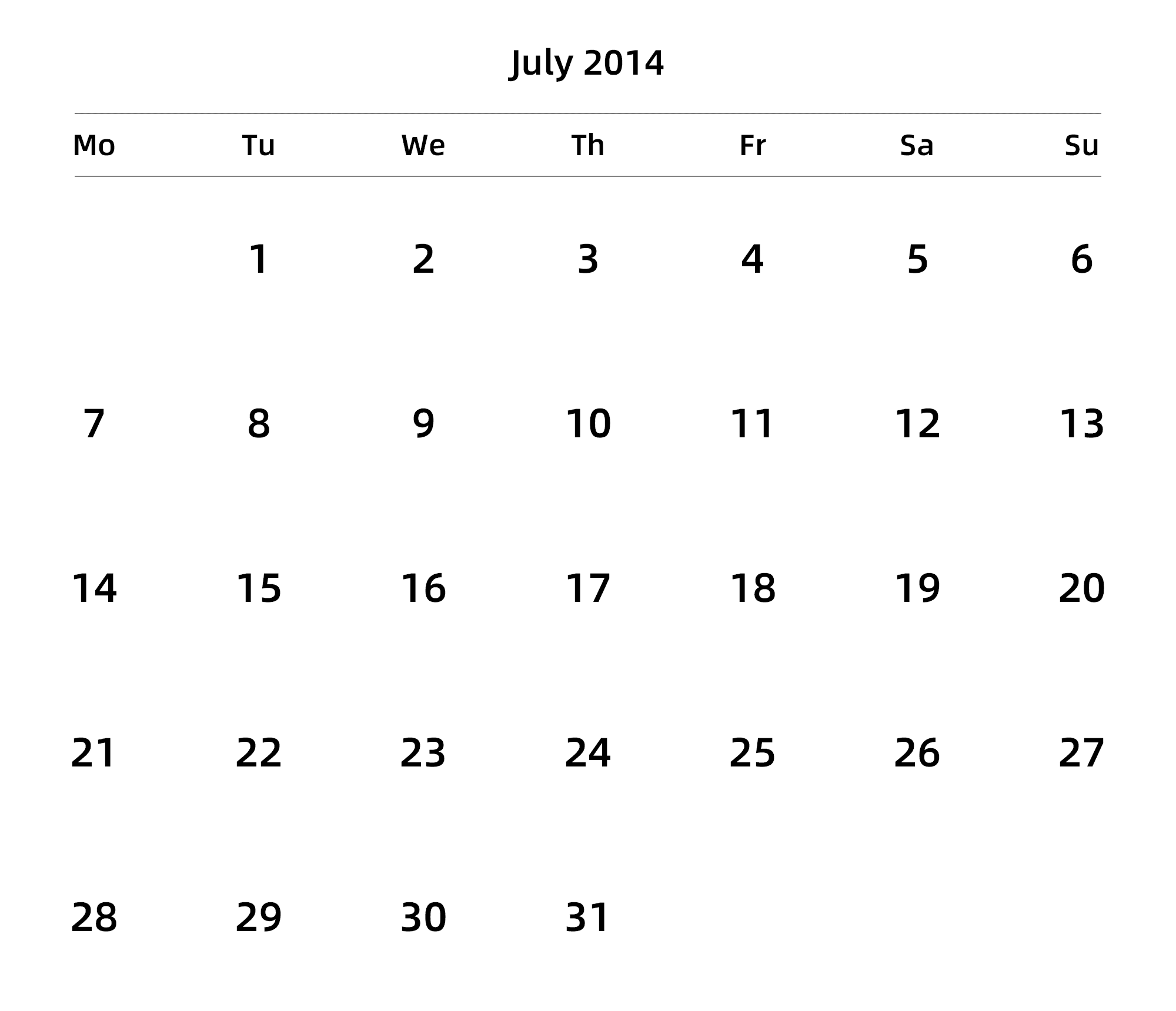 英文版 周一开始