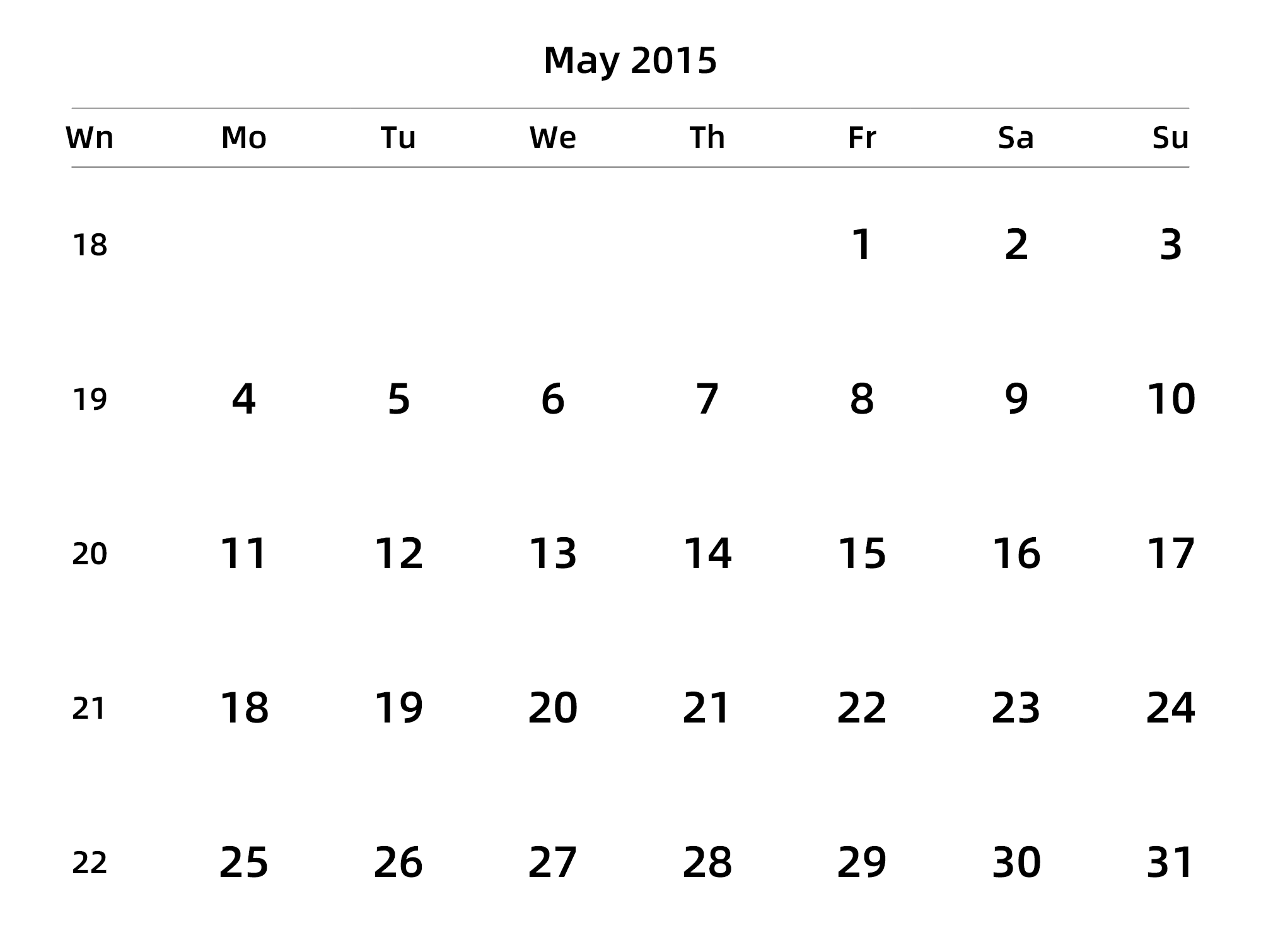 英文版 周一开始 带周数