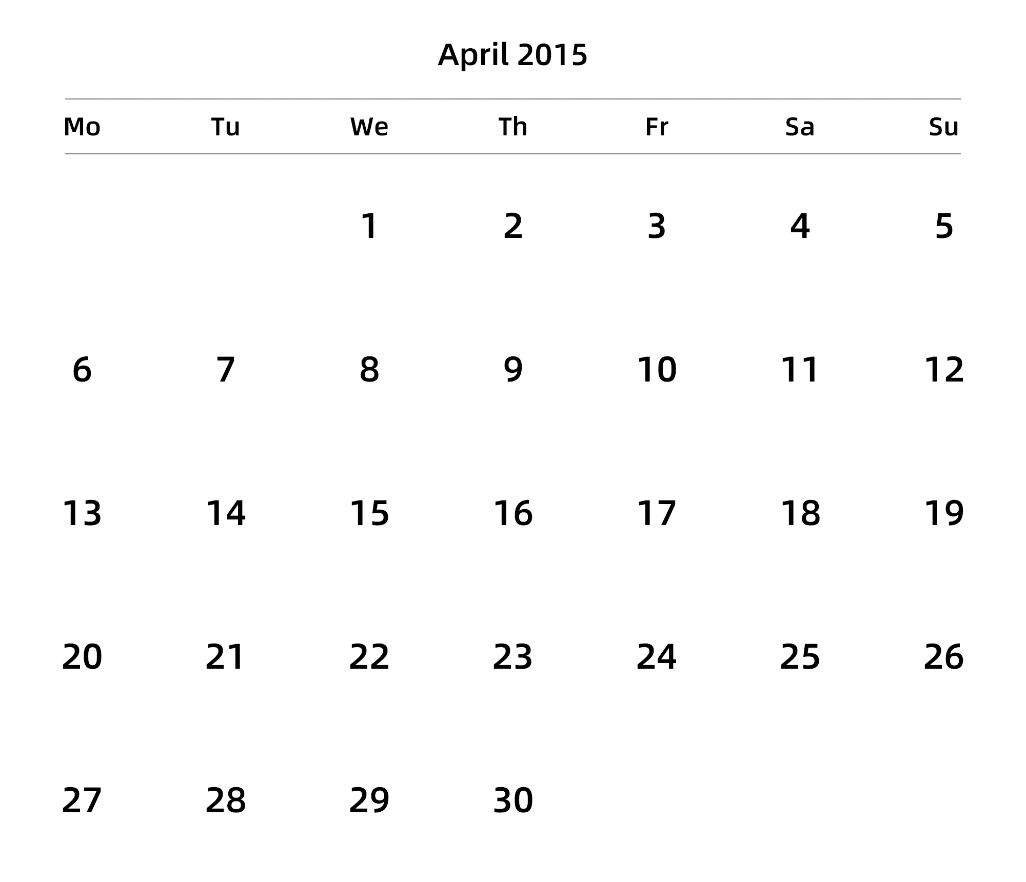 英文版 周一开始