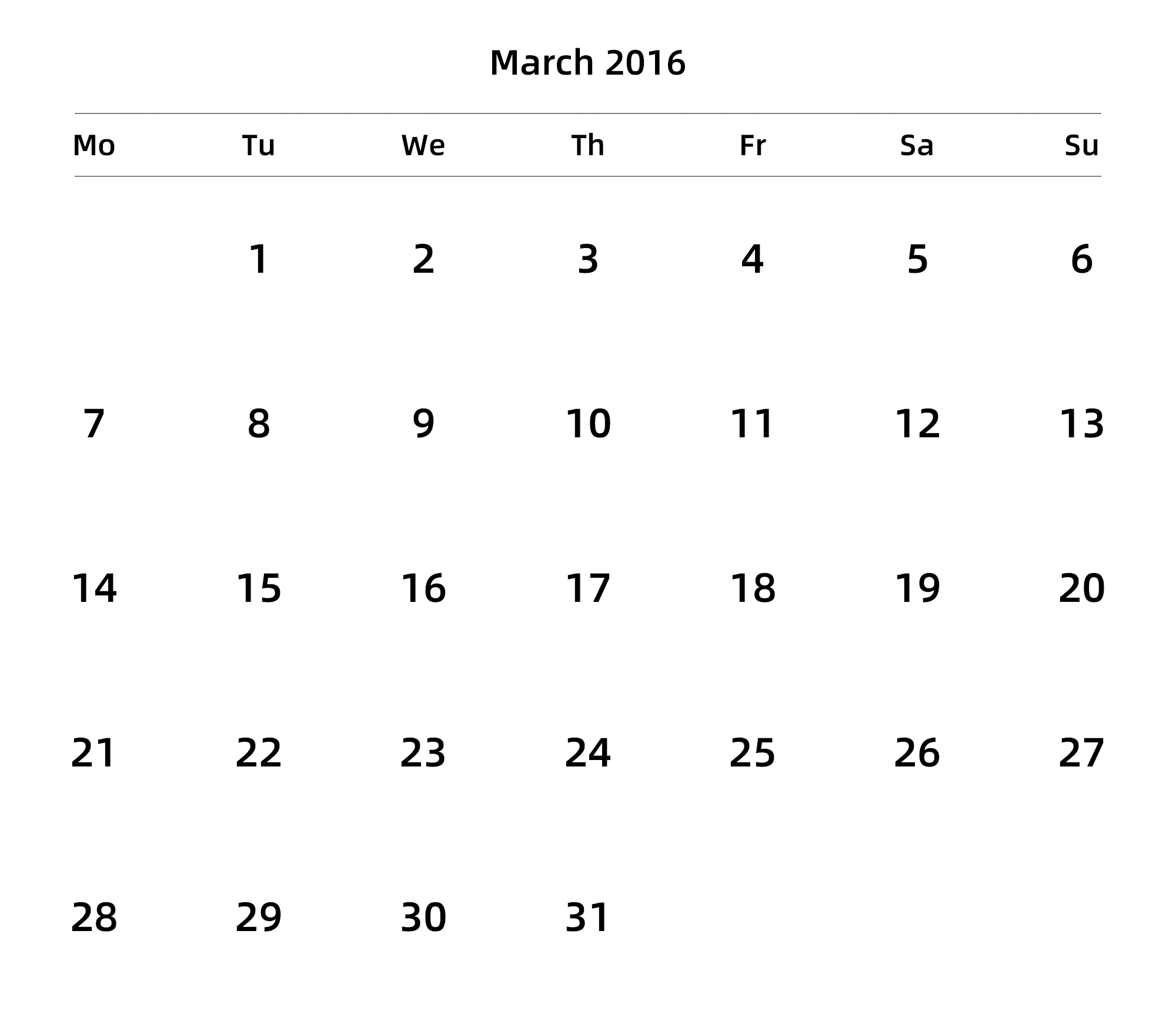 英文版 周一开始