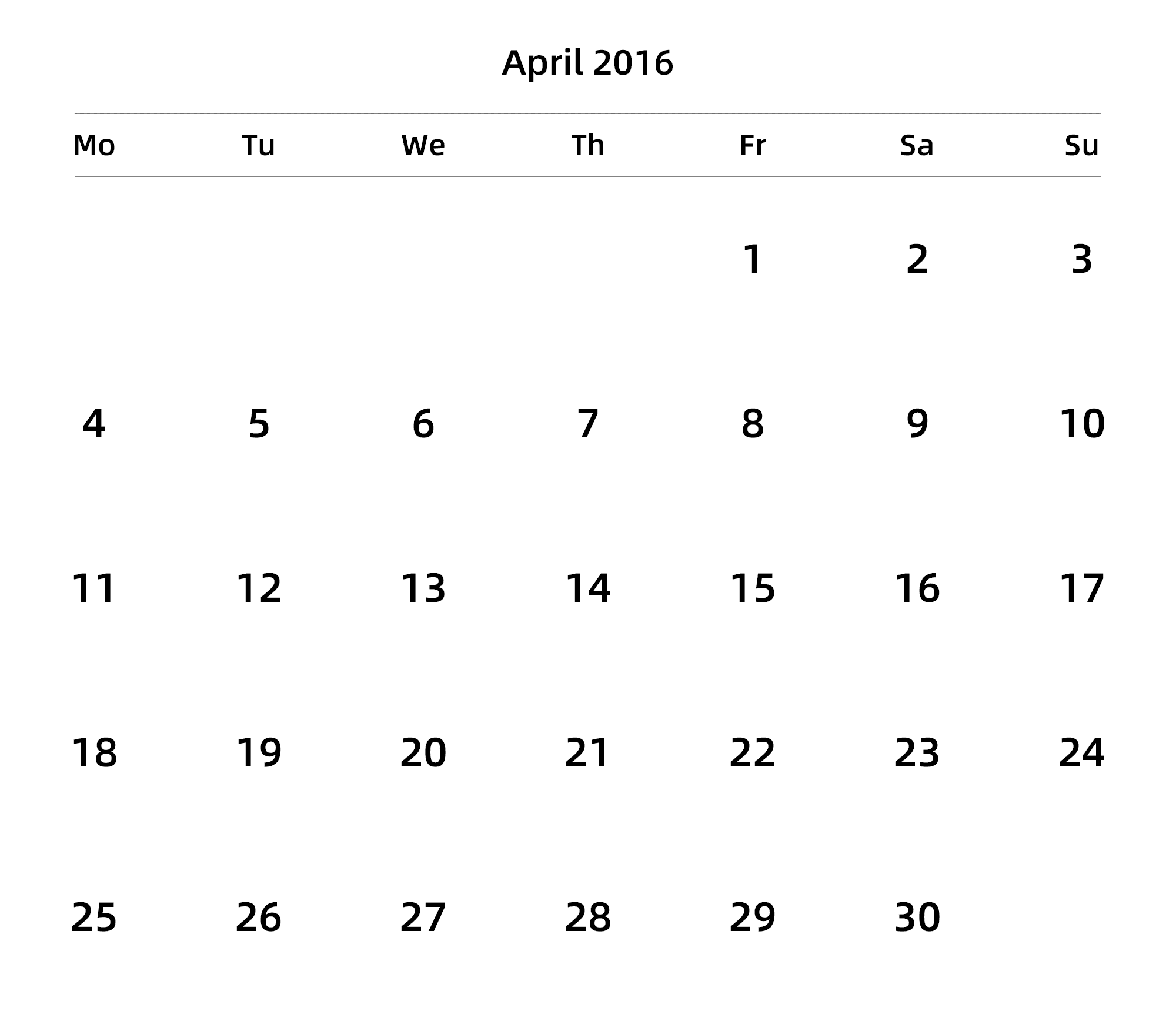 英文版 周一开始
