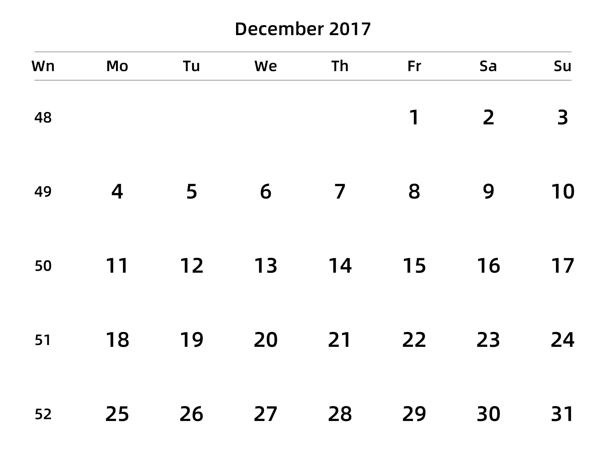 英文版 周一开始 带周数