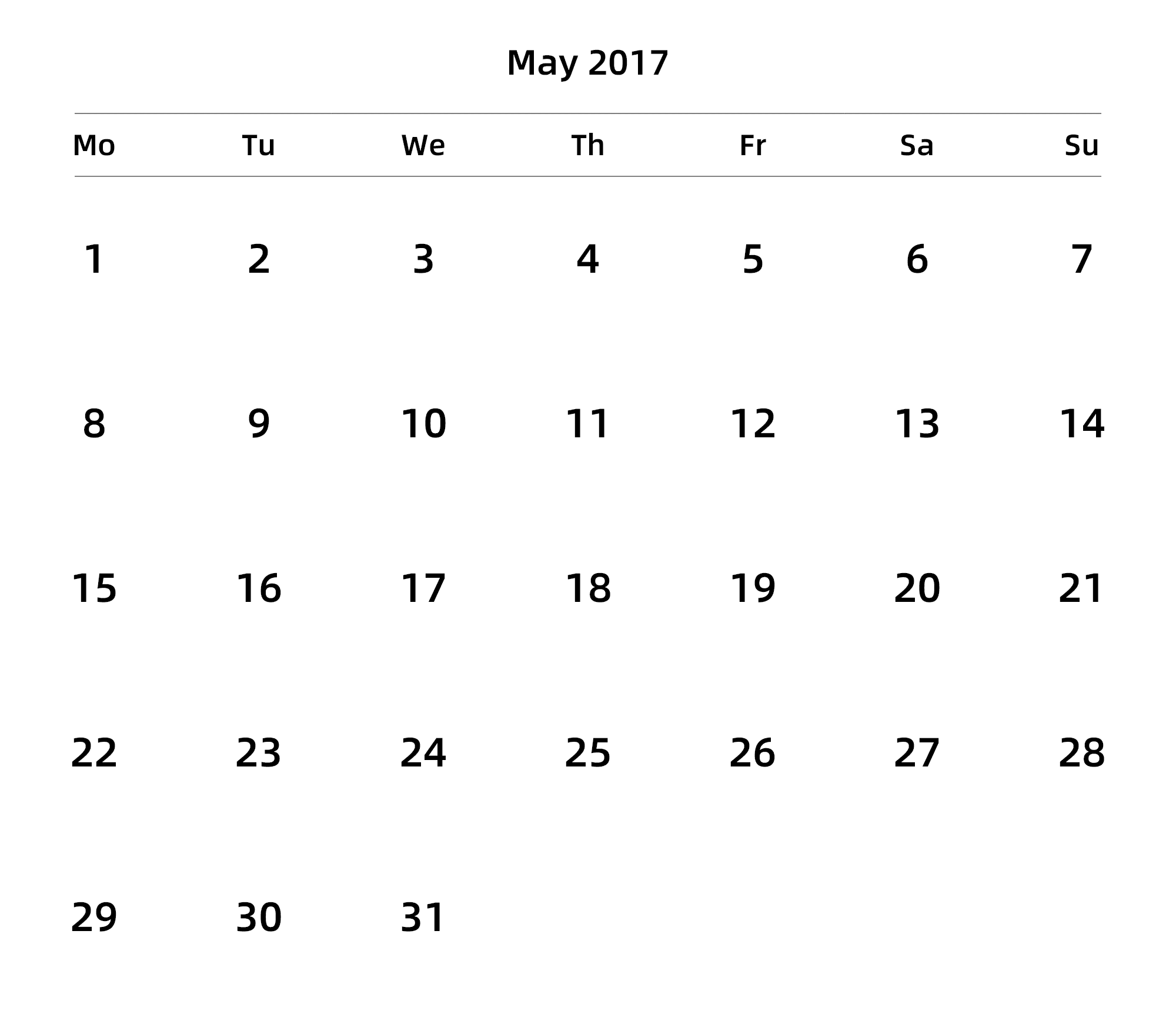 英文版 周一开始
