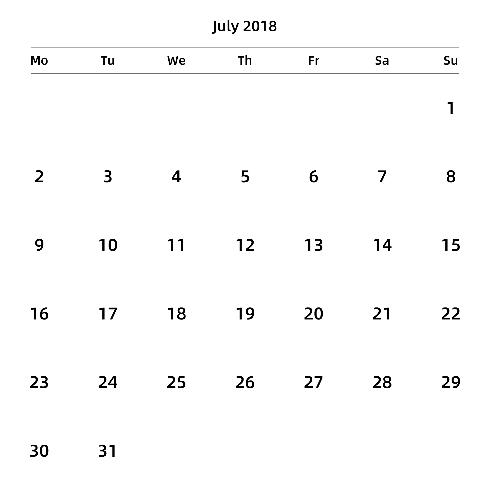 英文版 周一开始