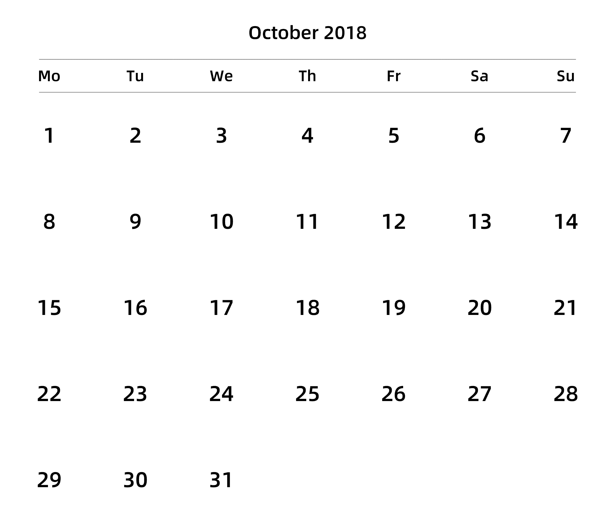 英文版 周一开始