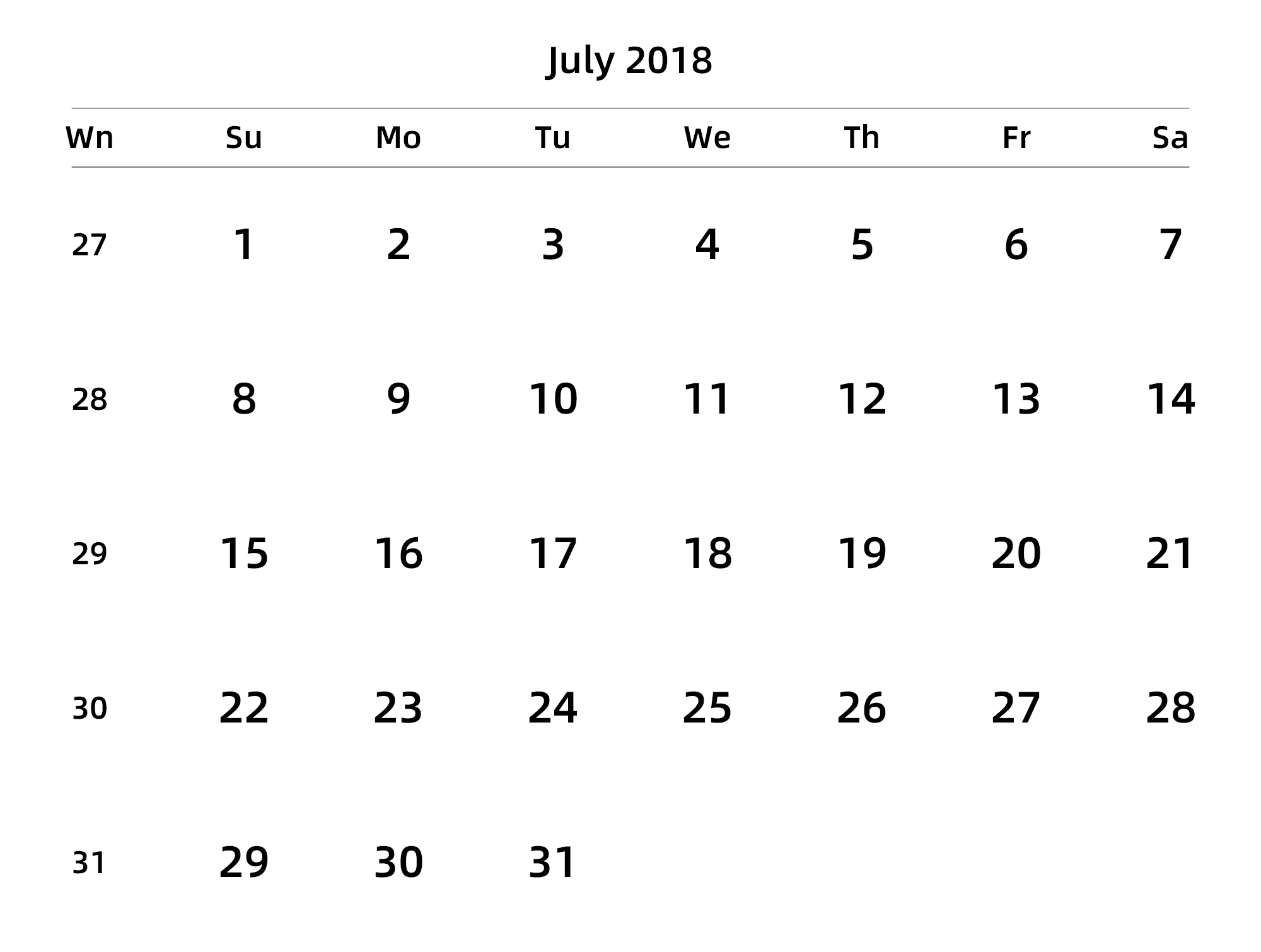 英文版 周日开始 带周数 带节假日调休安排