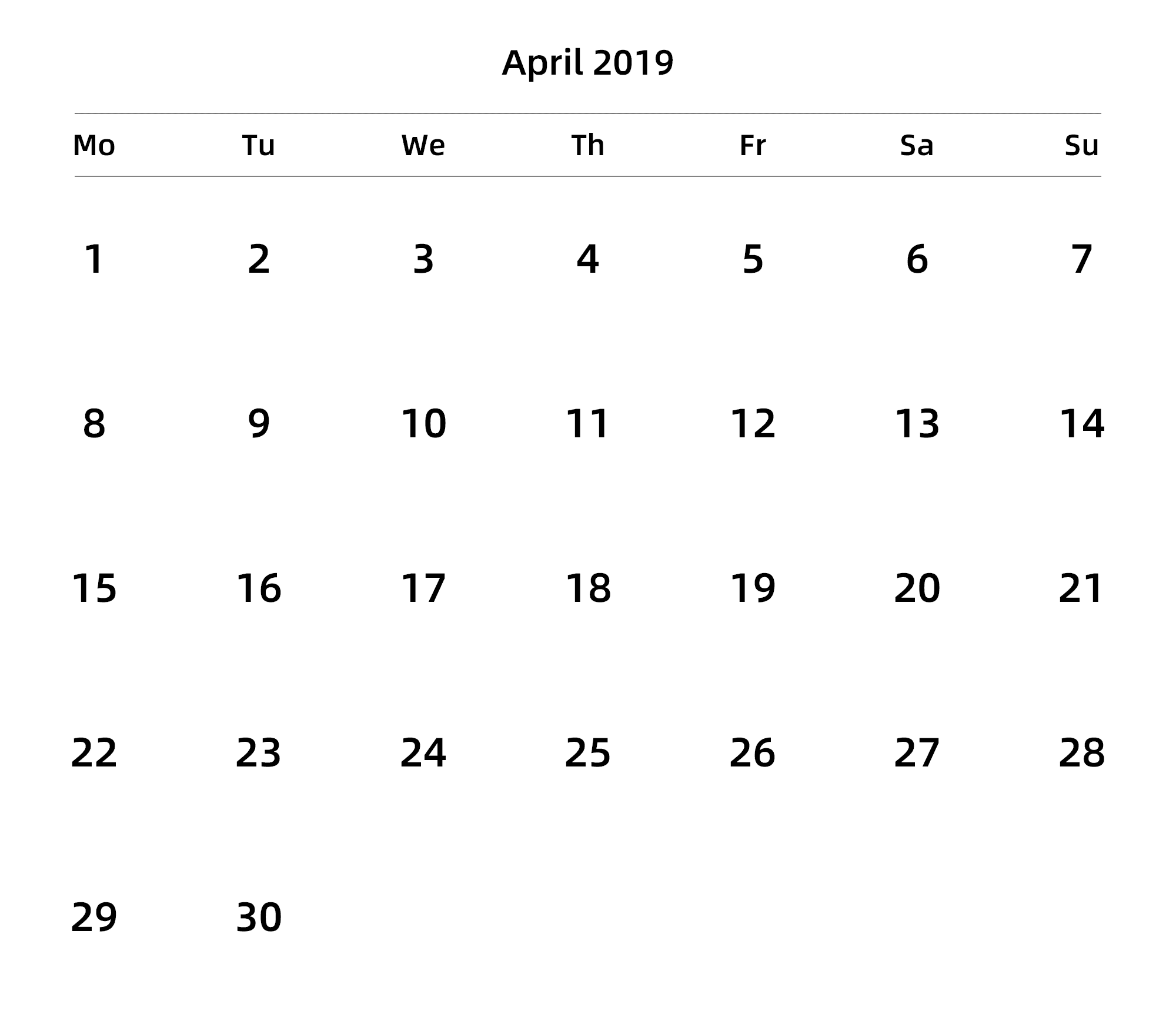 英文版 周一开始 带节假日调休安排
