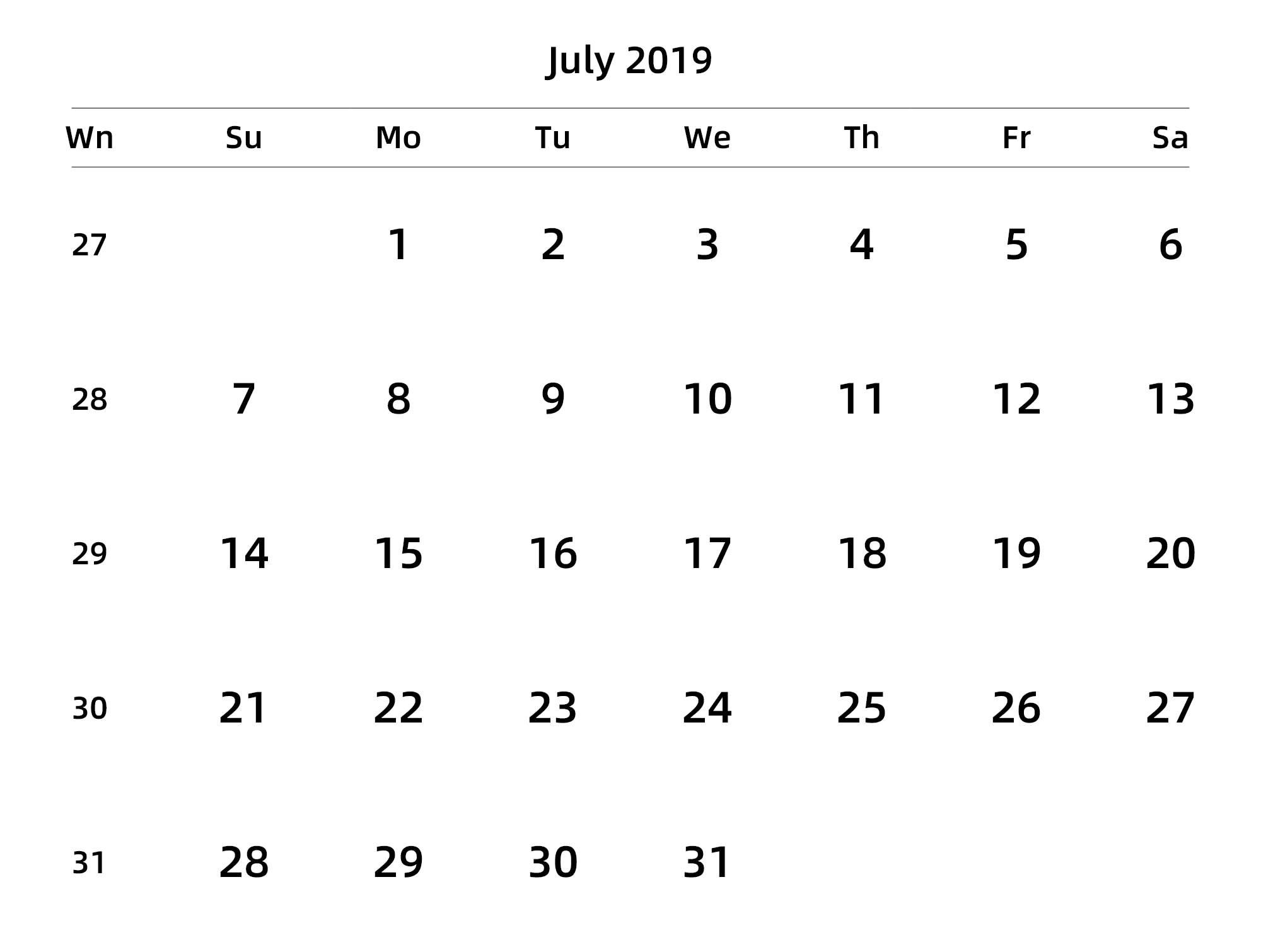 英文版 周日开始 带周数 带节假日调休安排