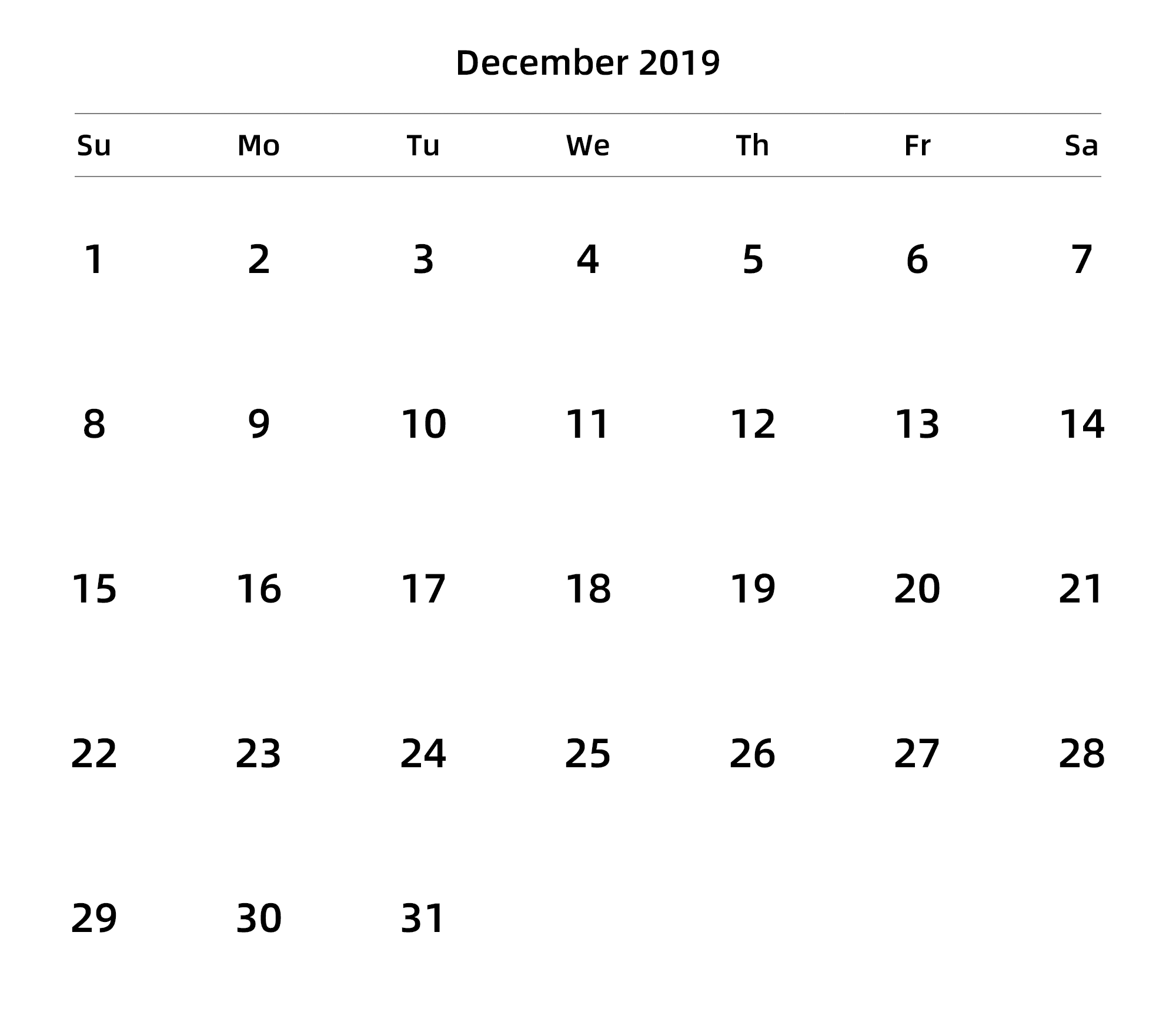 英文版 周日开始