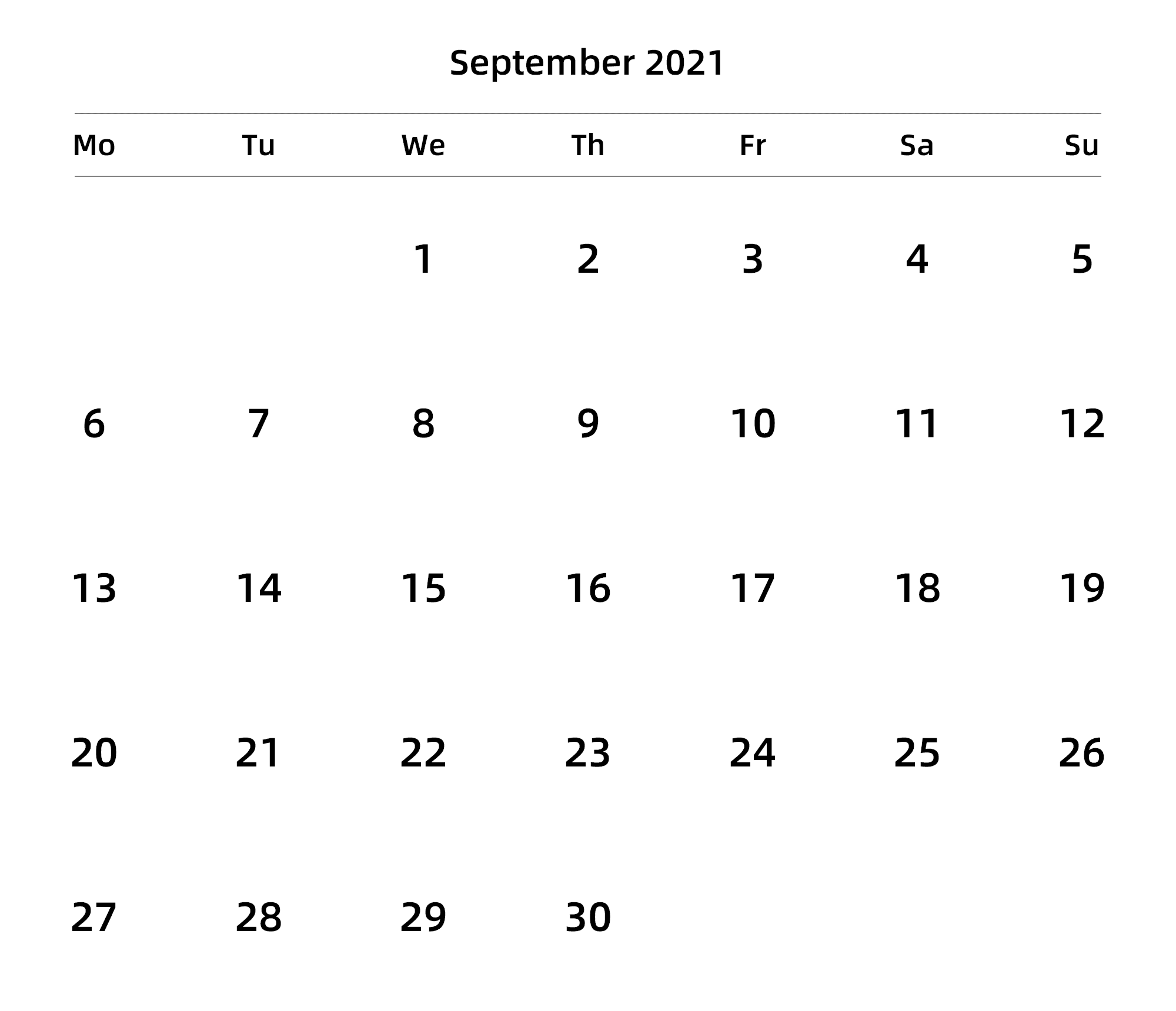 英文版 周一开始