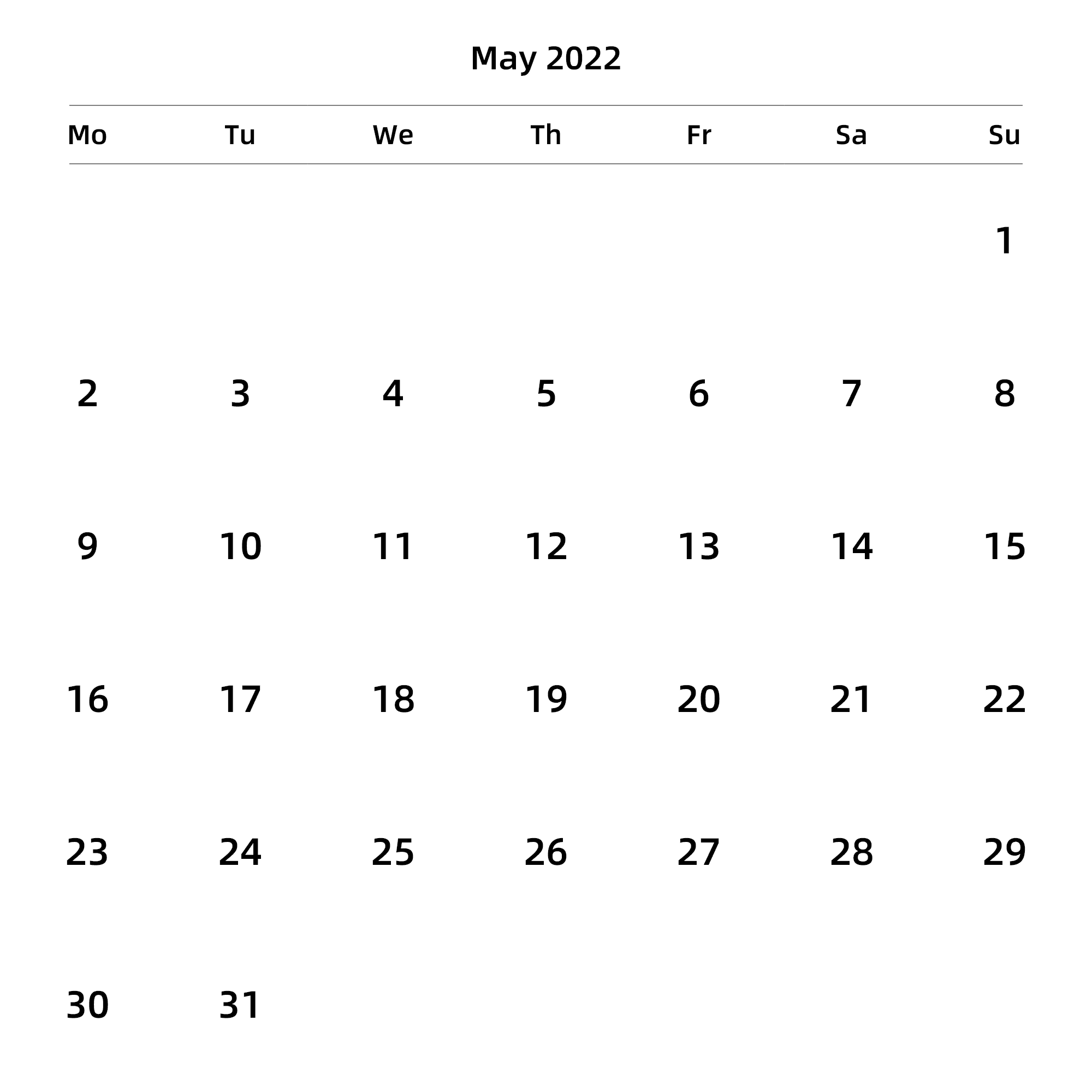 英文版 周一开始 带节假日调休安排