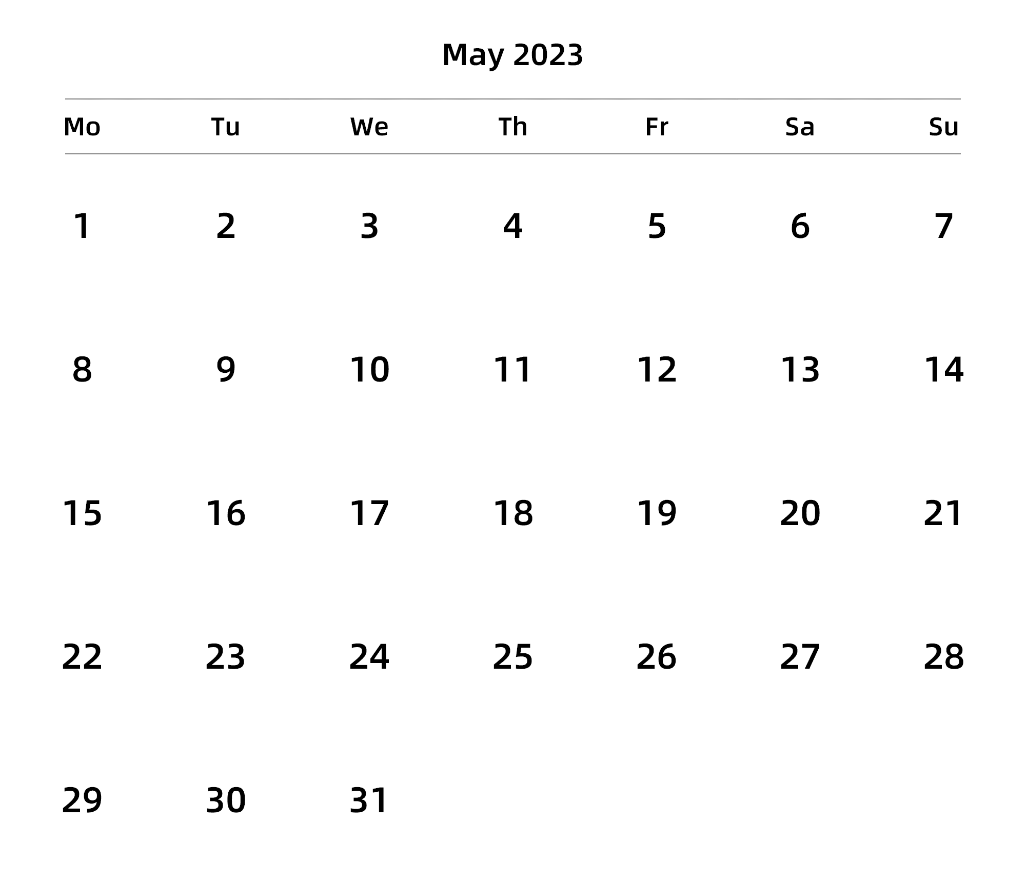 英文版 周一开始