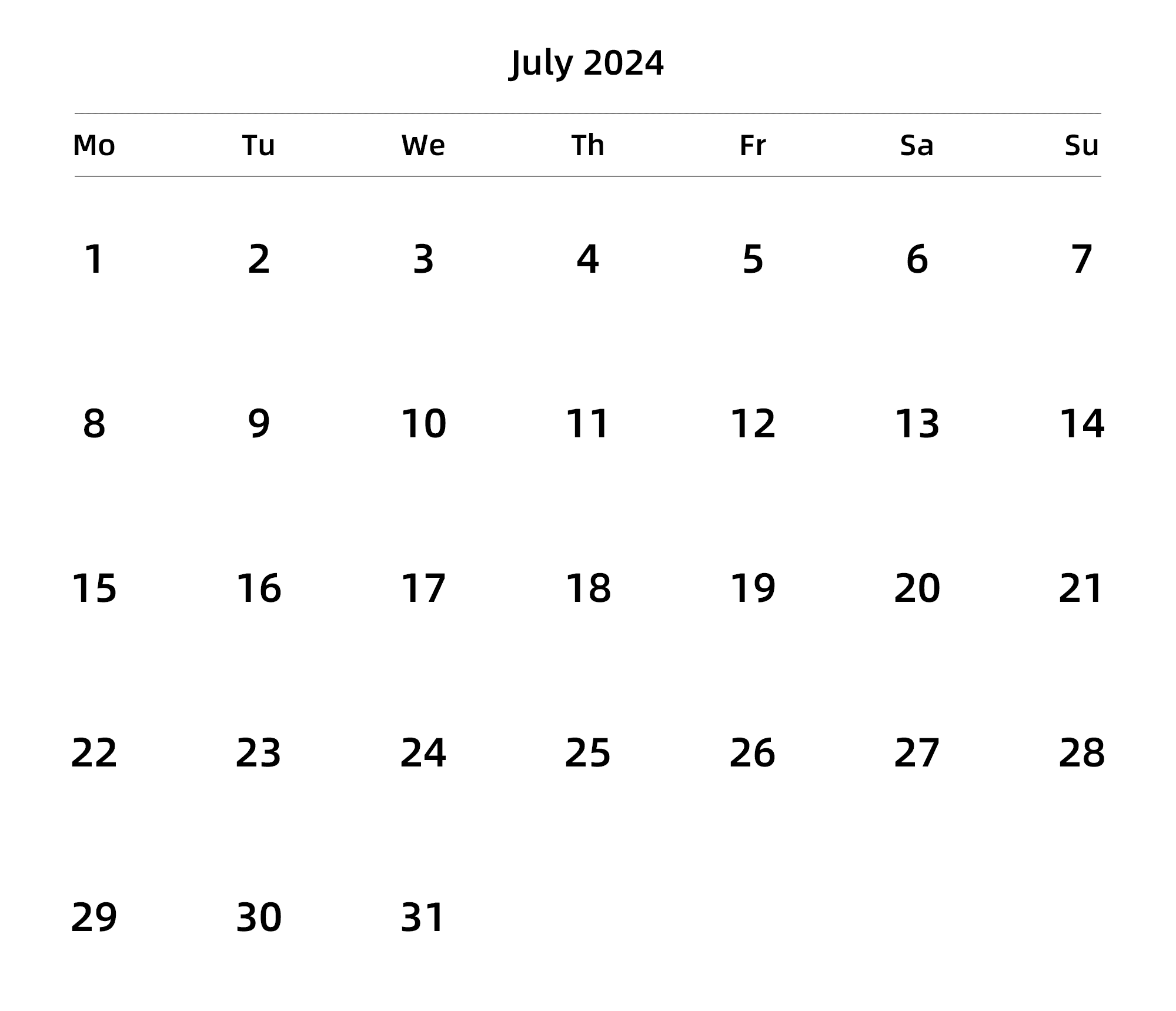 英文版 周一开始