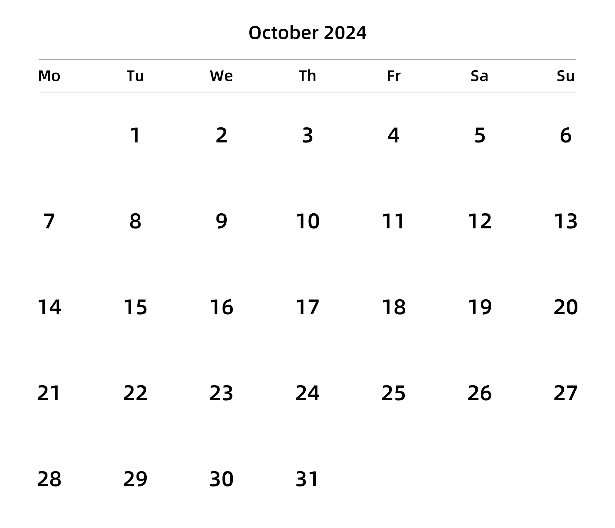 英文版 周一开始