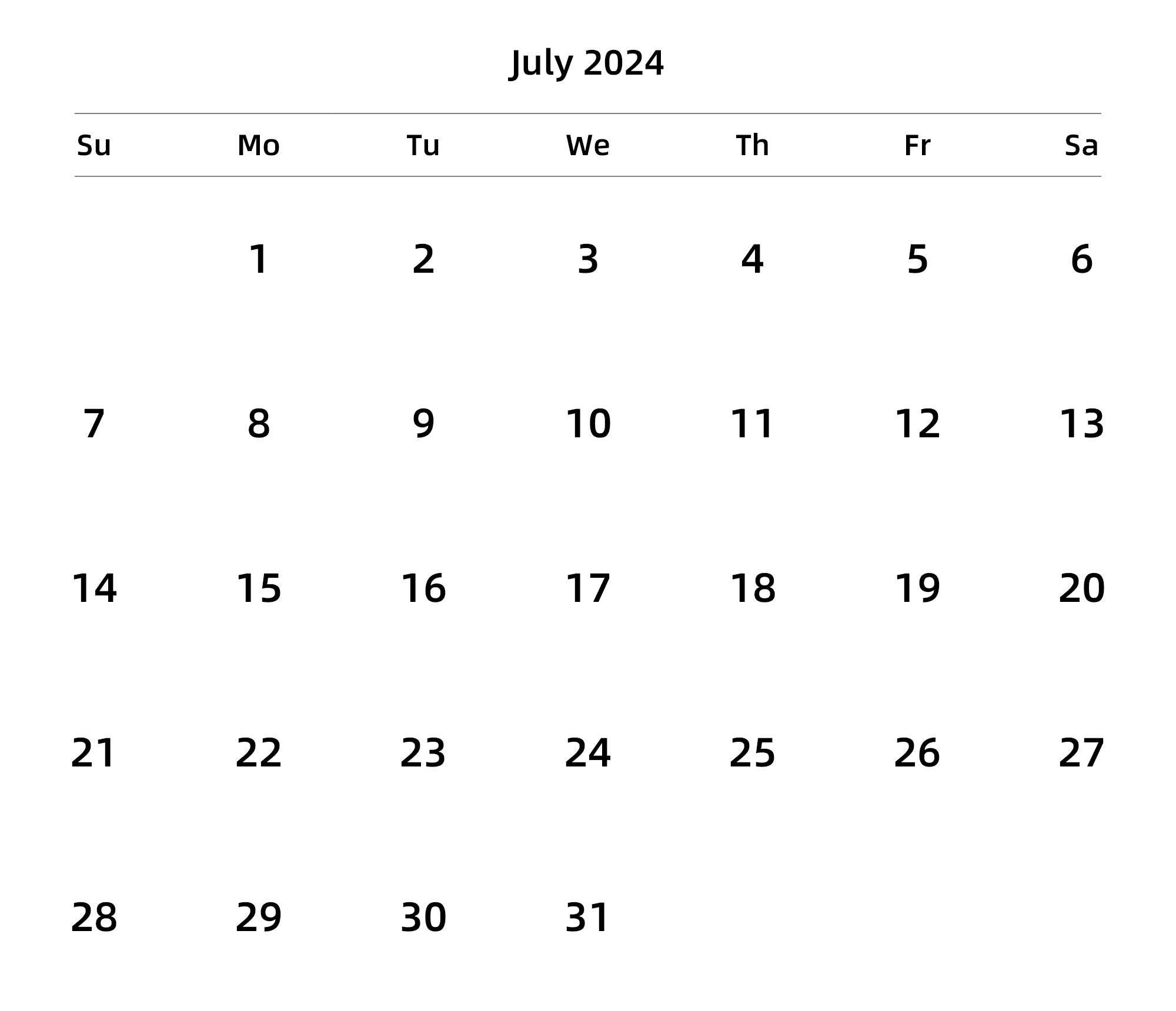 英文版 周日开始