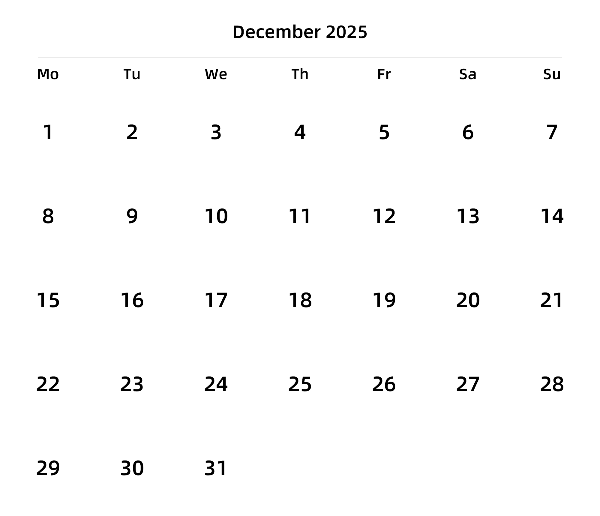 英文版 周一开始 带节假日调休安排