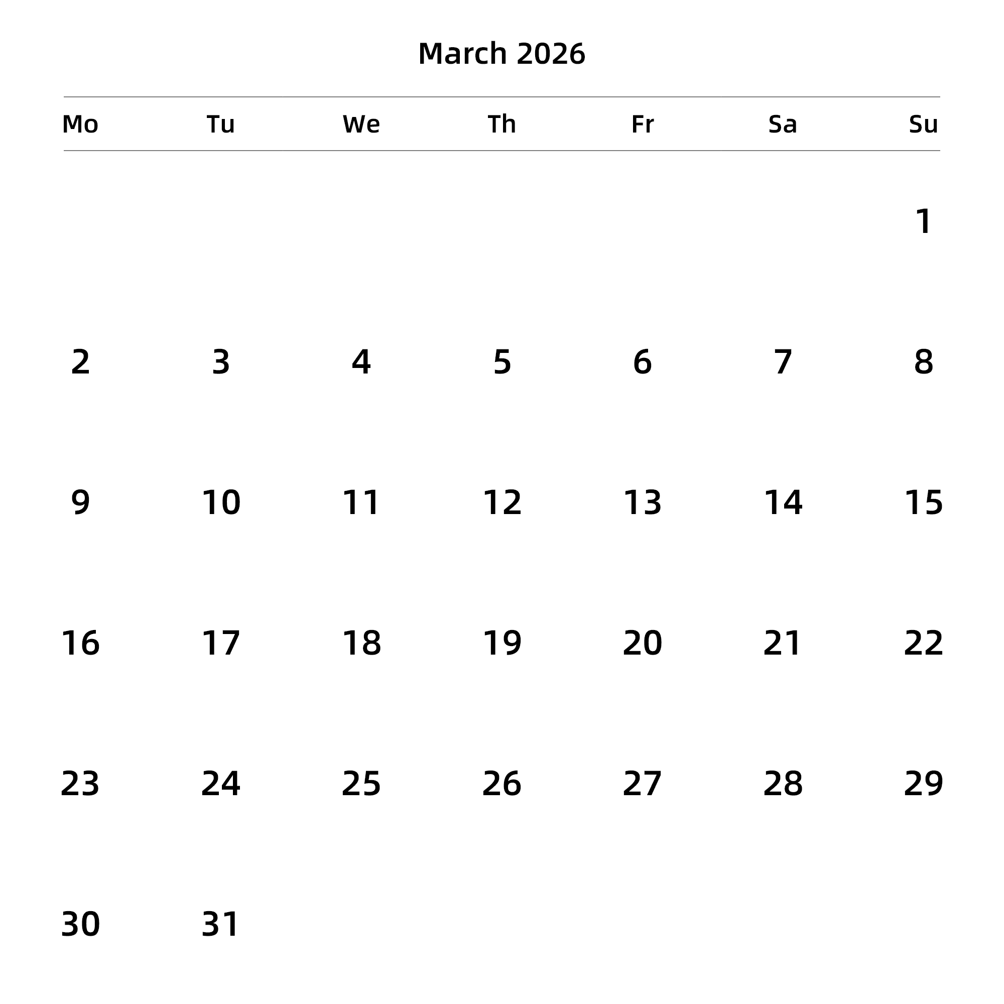 英文版 周一开始 带节假日调休安排