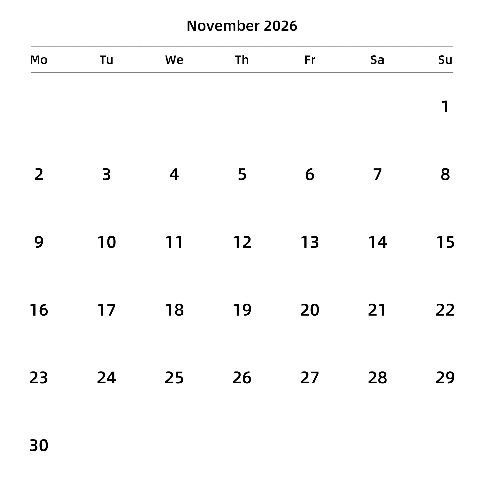 英文版 周一开始 带节假日调休安排