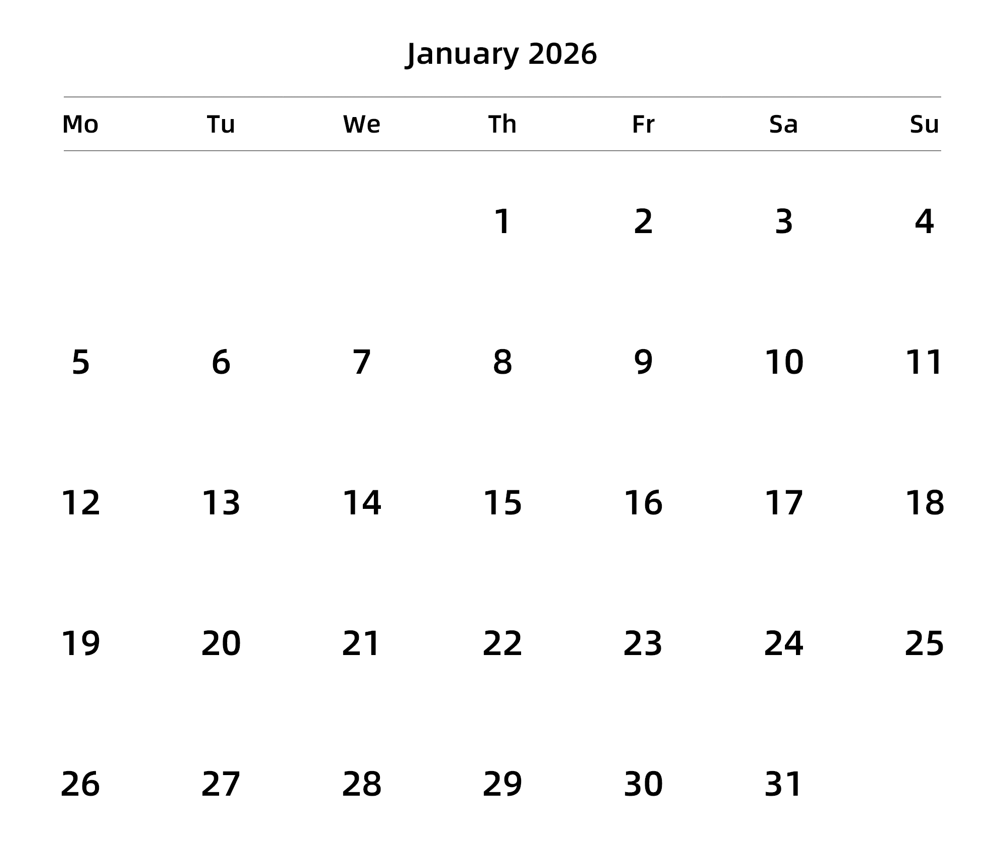 英文版 周一开始