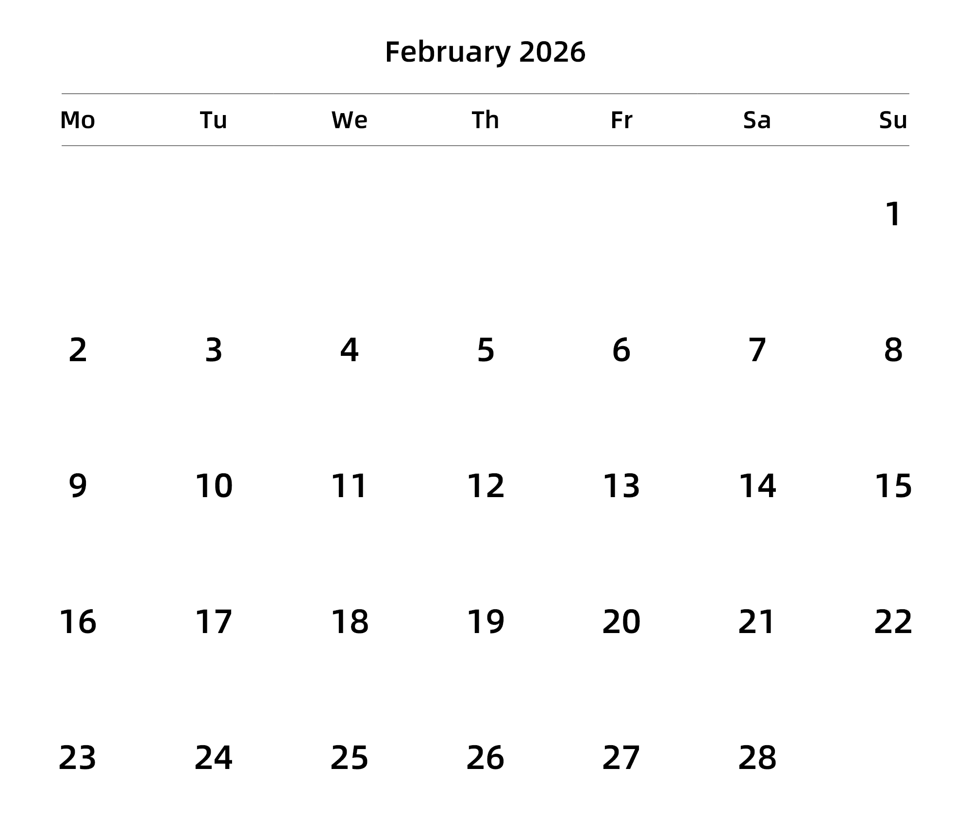英文版 周一开始