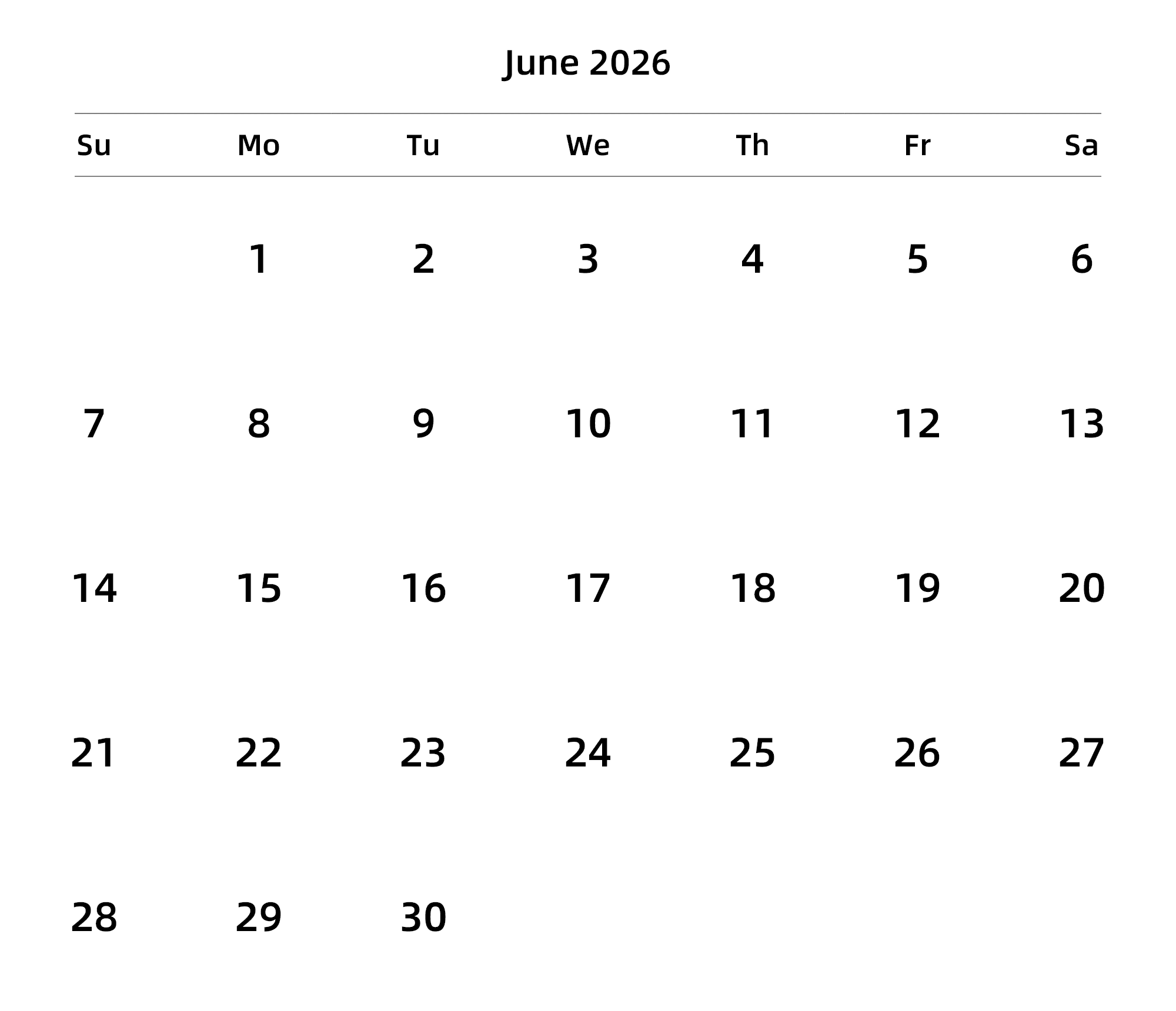 英文版 周日开始