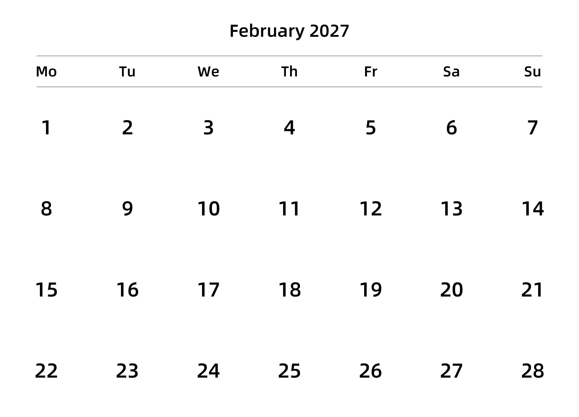 英文版 周一开始 带节假日调休安排