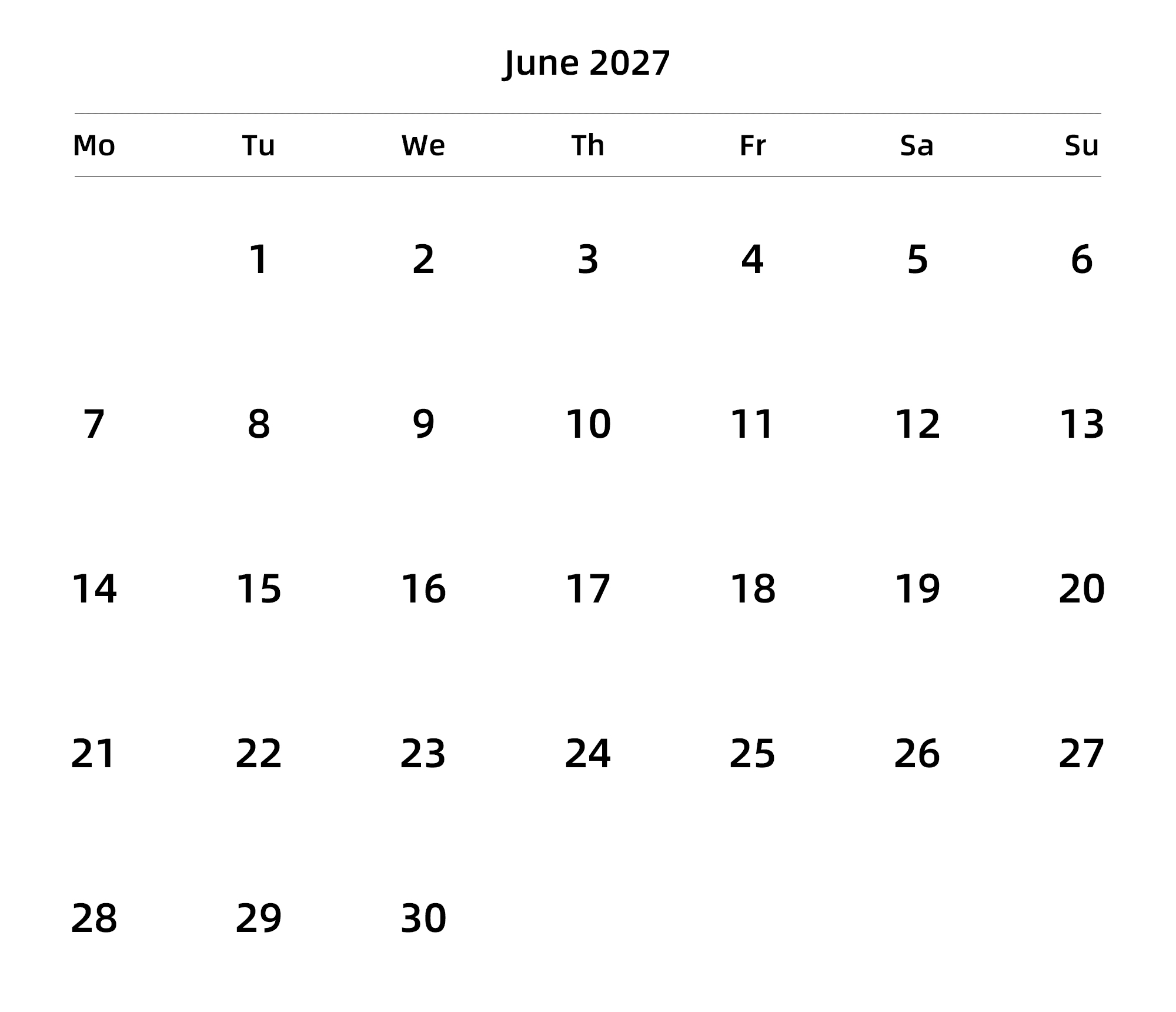 英文版 周一开始
