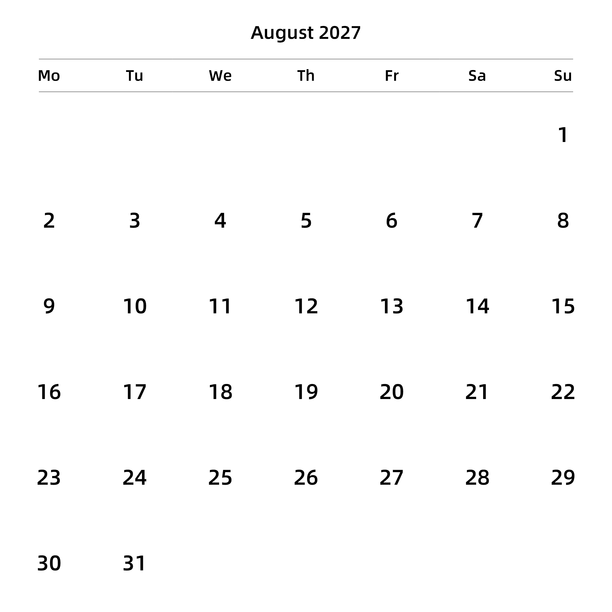 英文版 周一开始